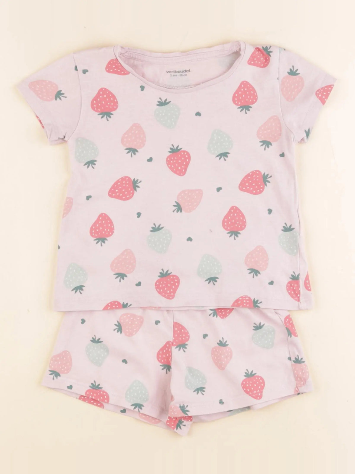 Vertbaudet - pyjama coton rose, vert - 2 ans