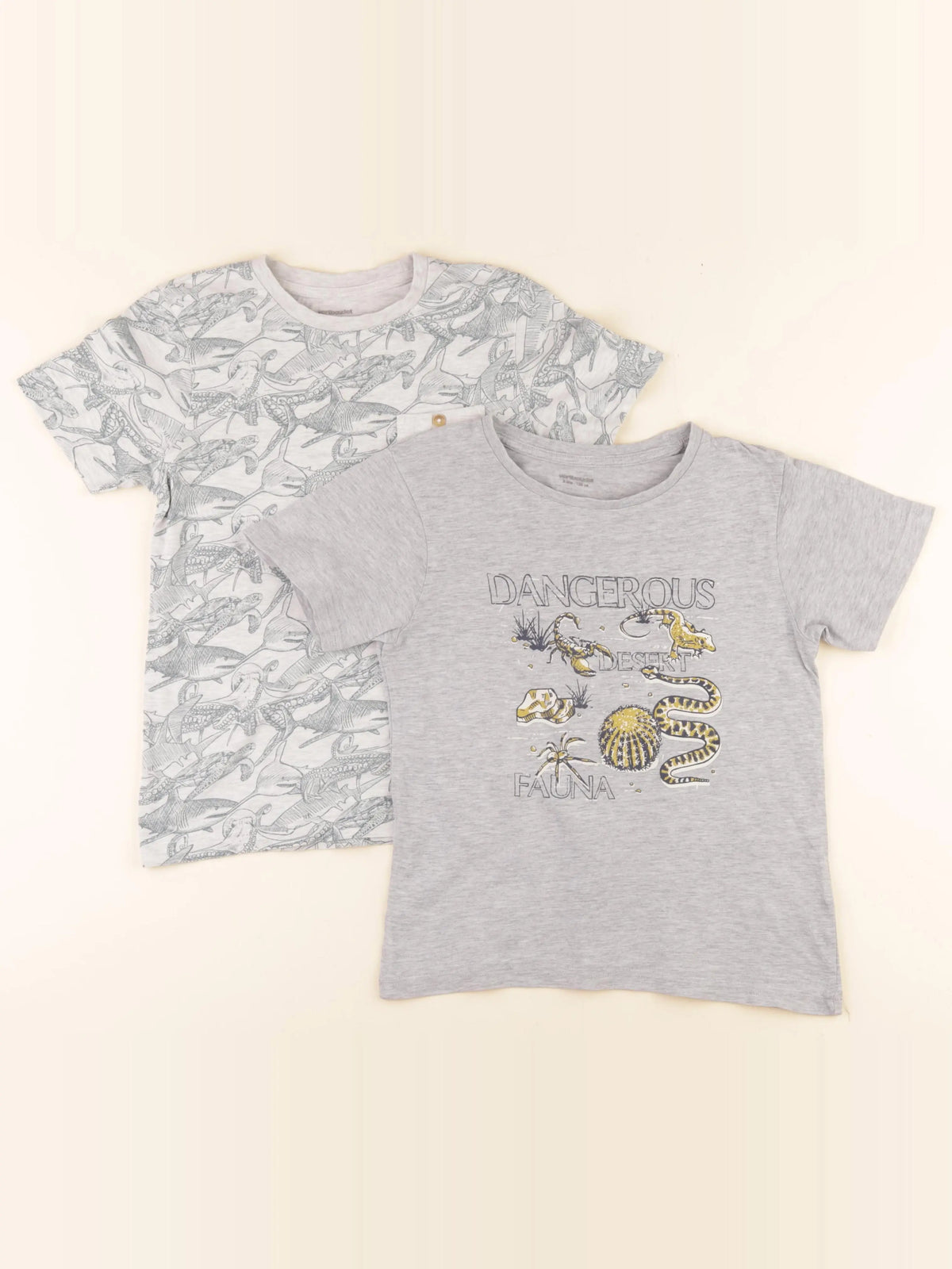 Vertbaudet - lot de 2 tee-shirts gris, vert - 8 ans