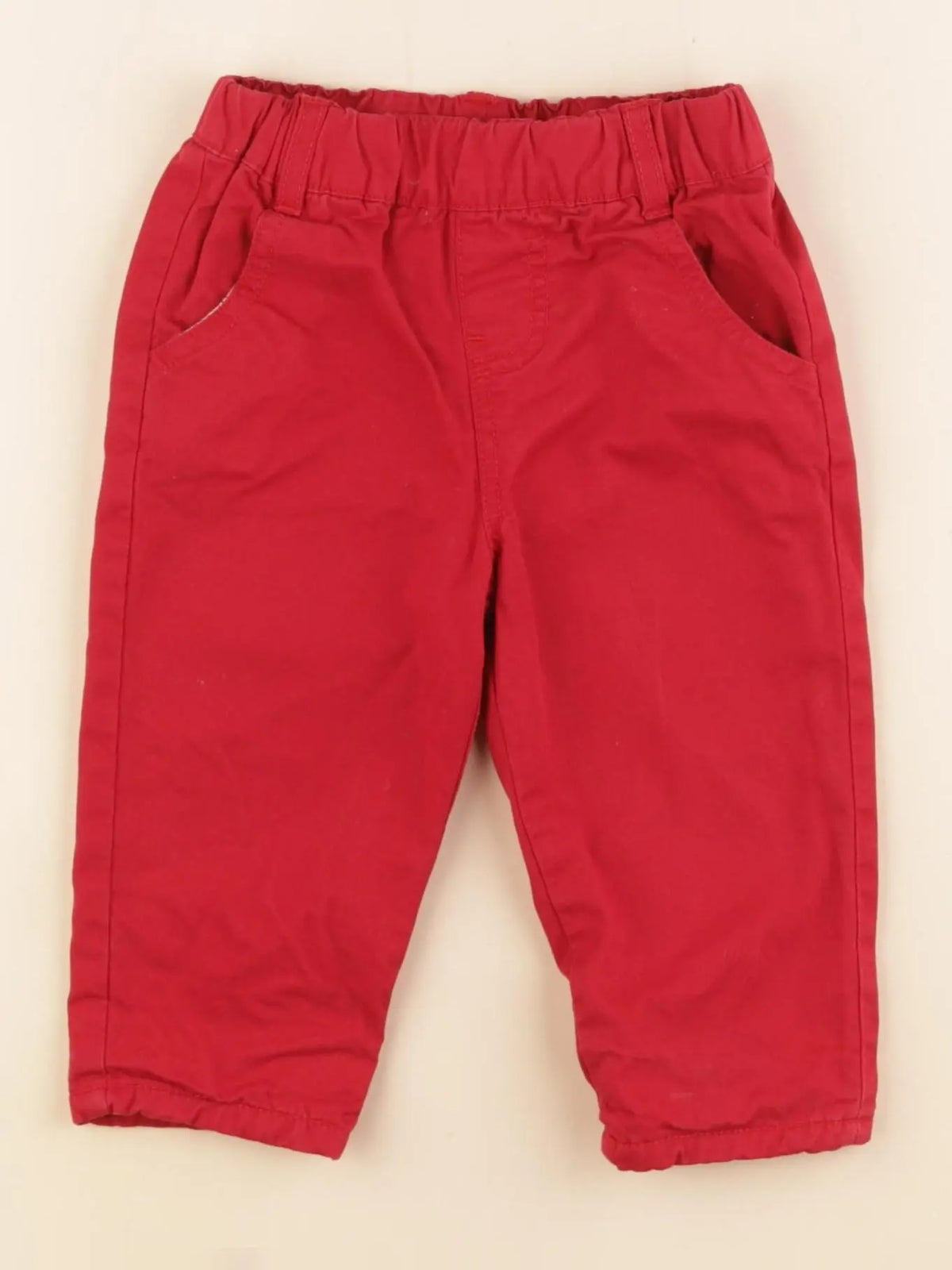 Boutchou - pantalon doublé rouge - 9 mois