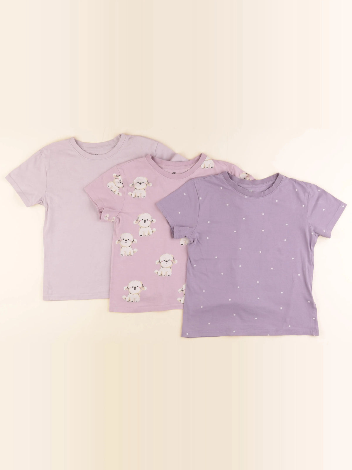 H&M - lot de 3 tee-shirts violet - 6/8 ans