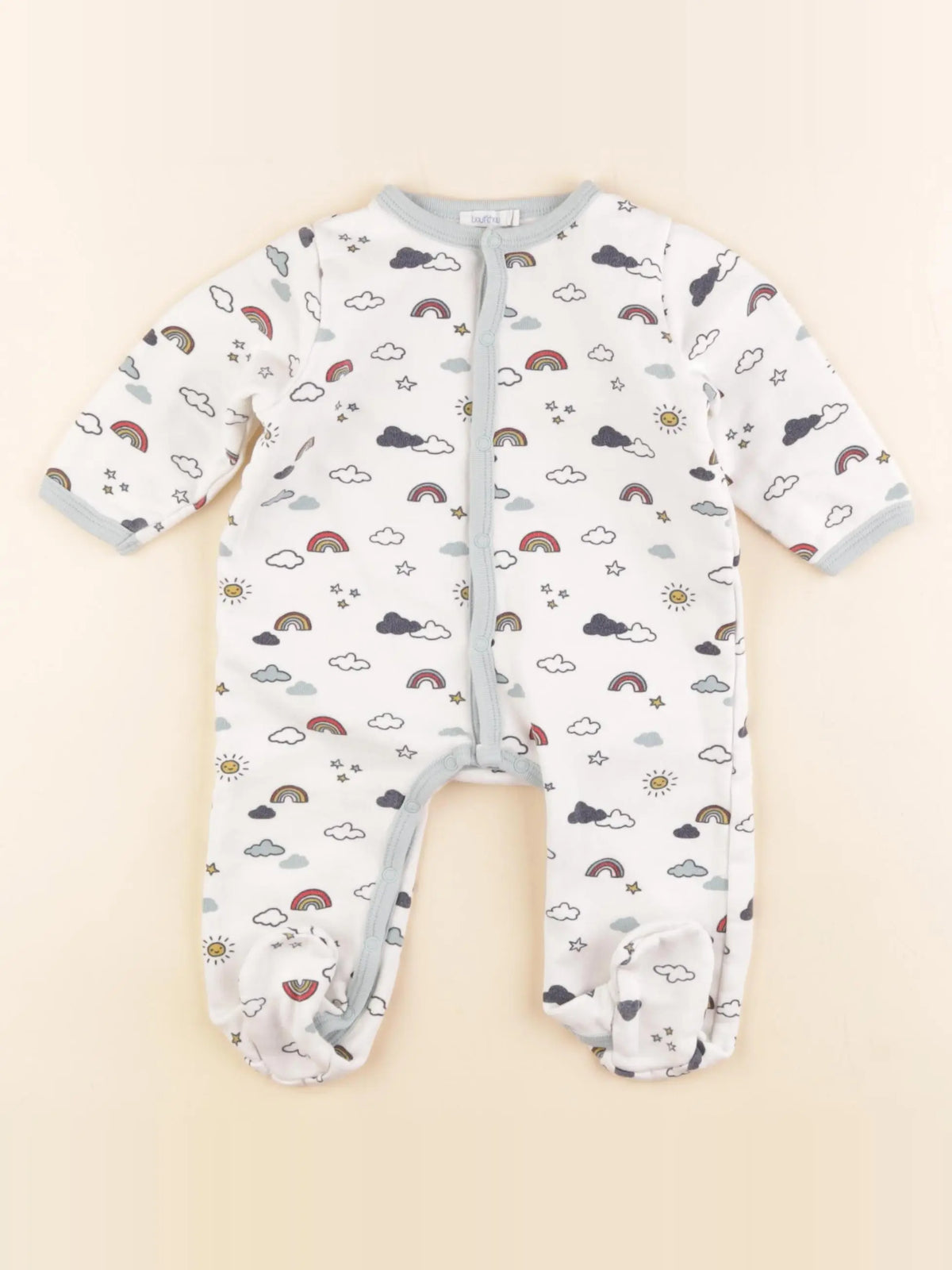 Boutchou - pyjama coton blanc, vert - 9 mois