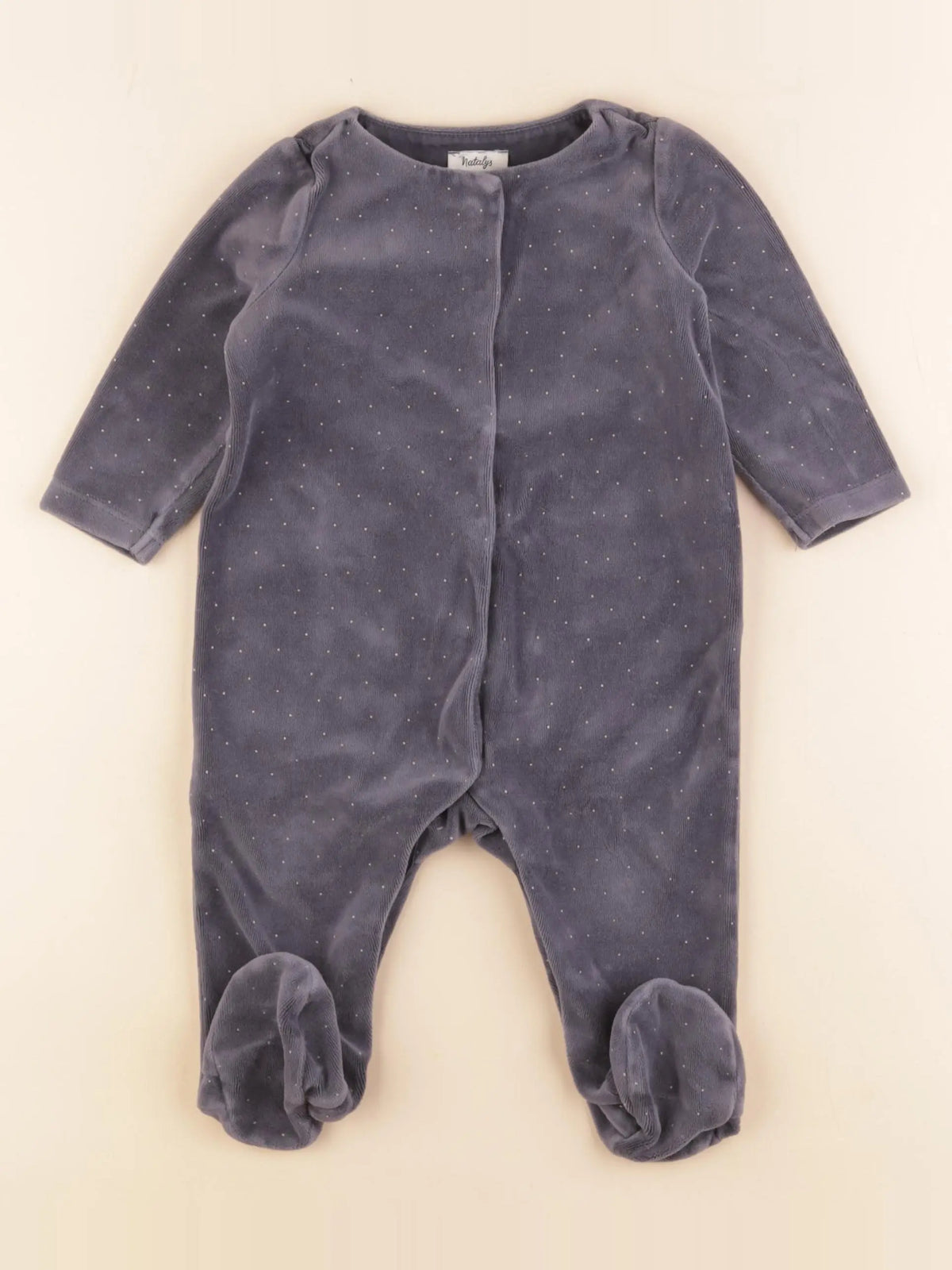 Natalys - pyjama velours gris - 12 mois