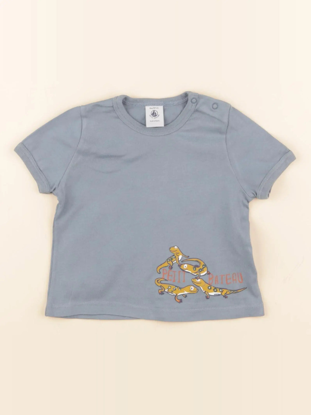 Petit Bateau - tee-shirt bleu - 6 mois