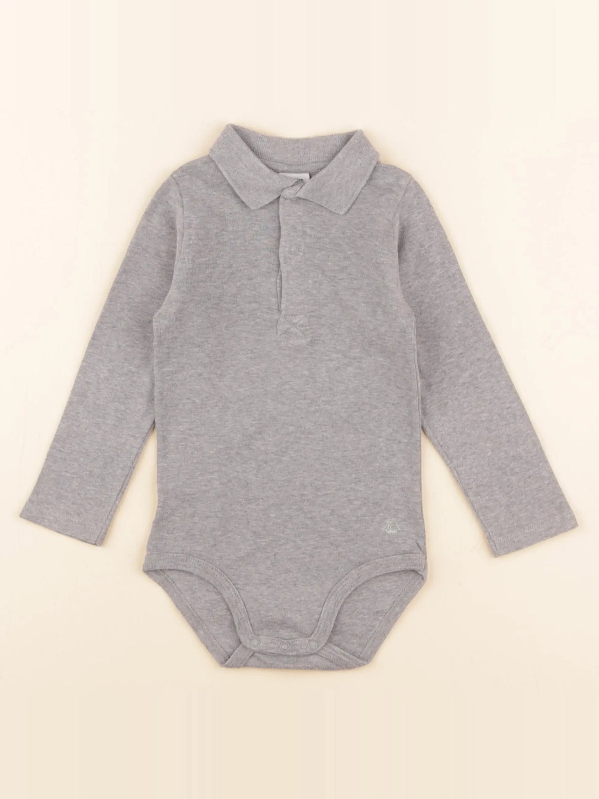 Petit Bateau - body à col gris - 24 mois