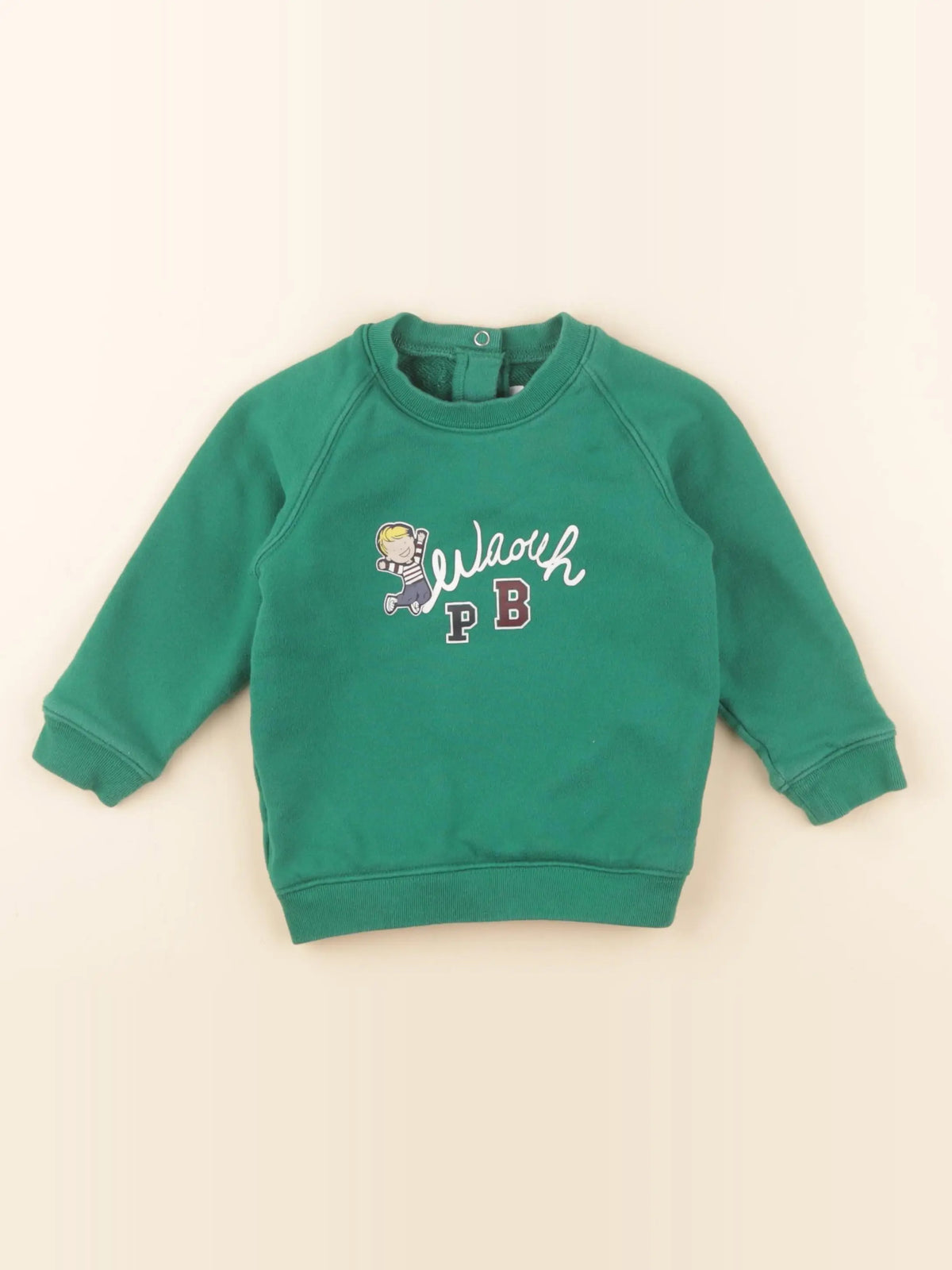 Petit Bateau - sweat vert - 18 mois