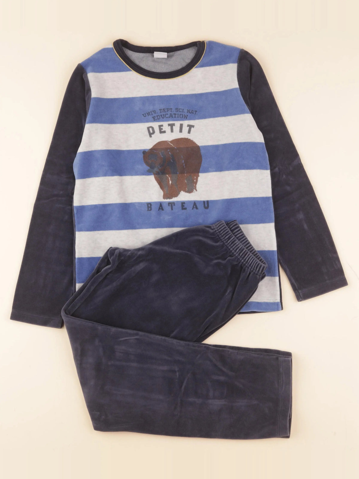 Petit Bateau - pyjama velours bleu - 10 ans