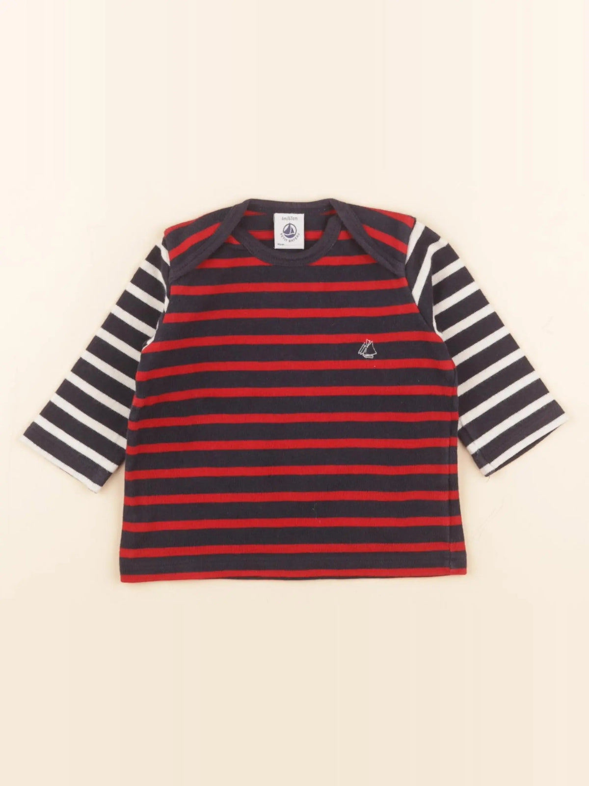 Petit Bateau - pull rouge, bleu - 6 mois