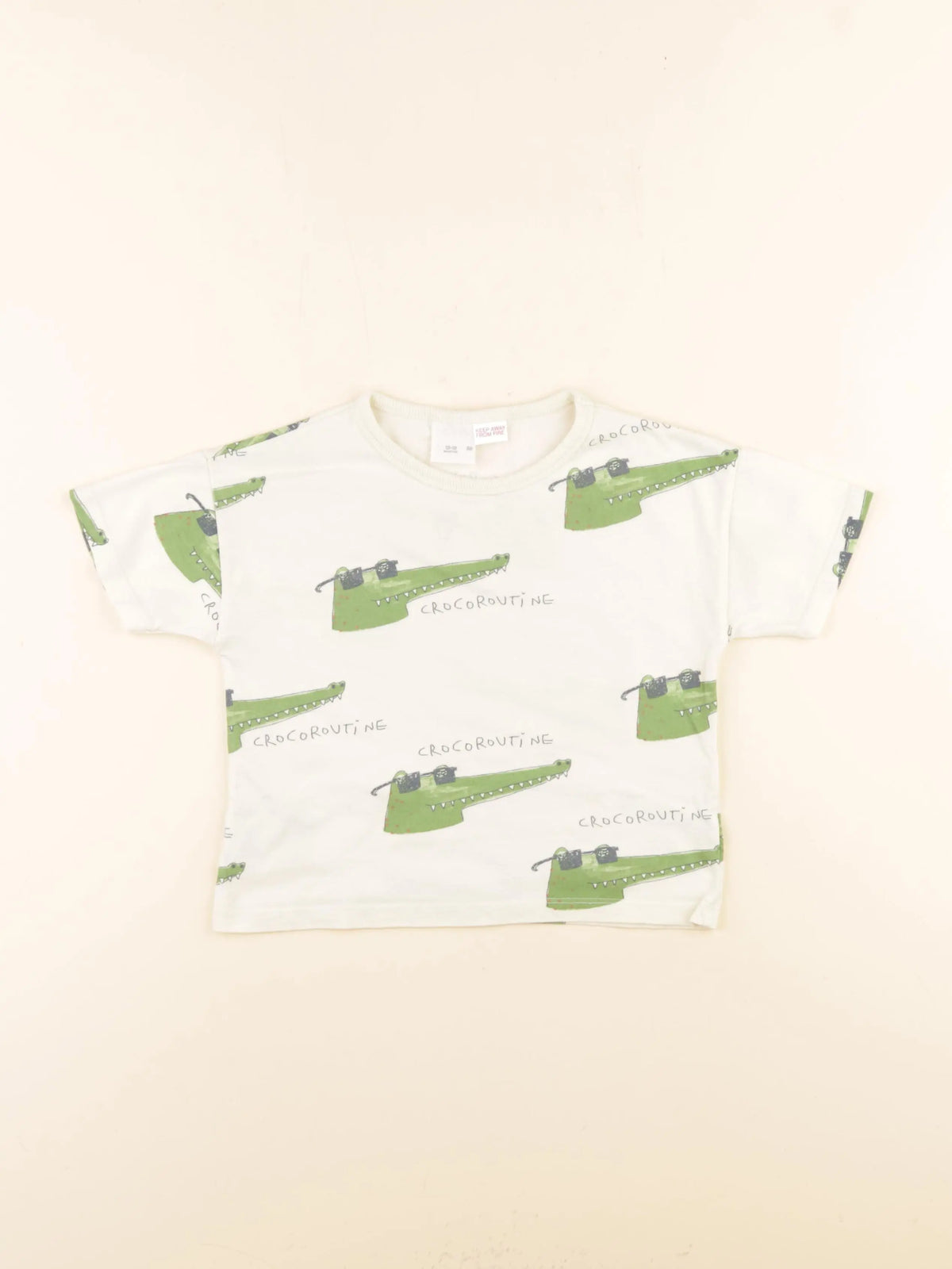 Zara - tee-shirt beige, vert - 12/18 mois
