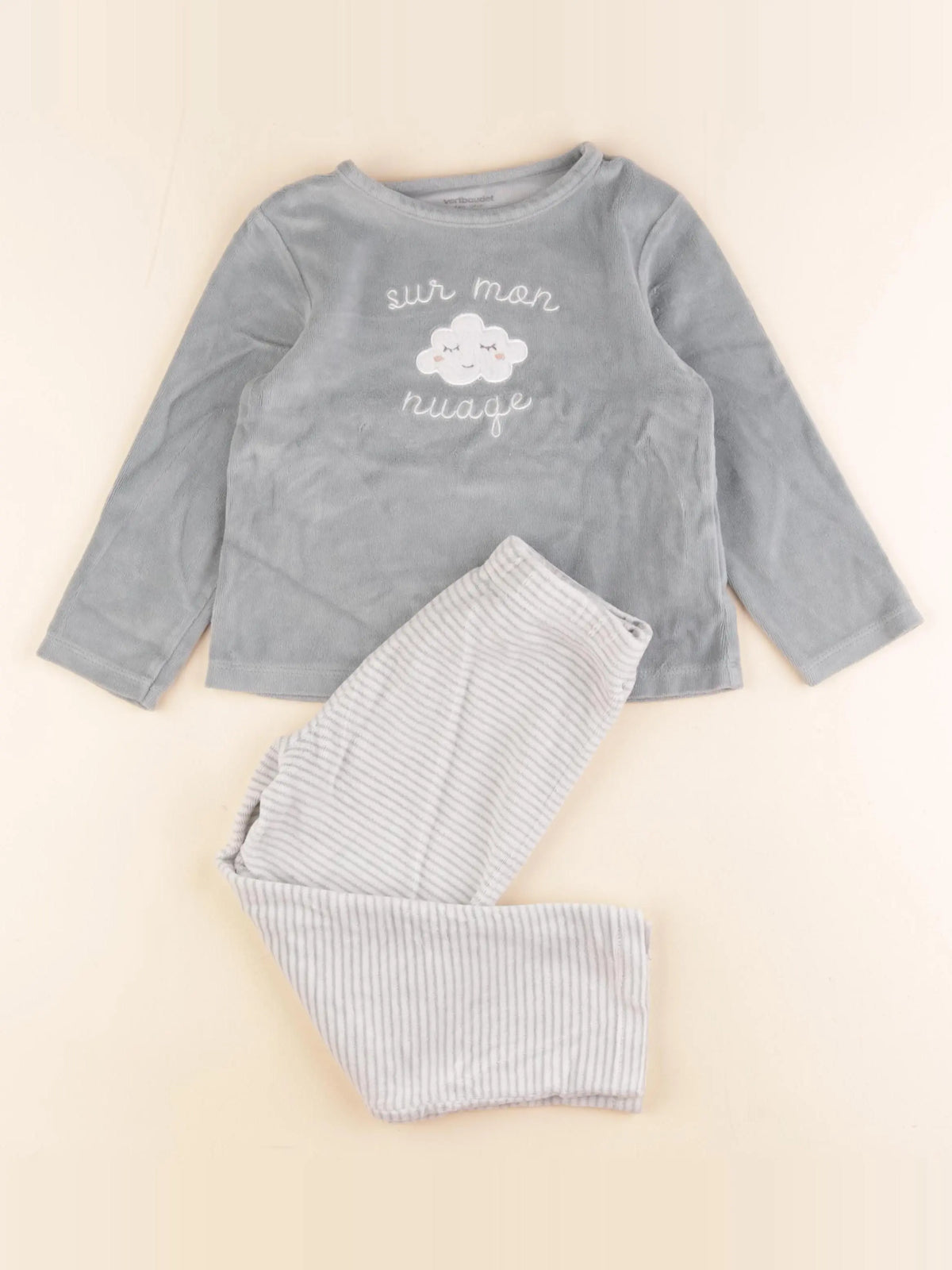 Vertbaudet - pyjama velours vert - 4 ans