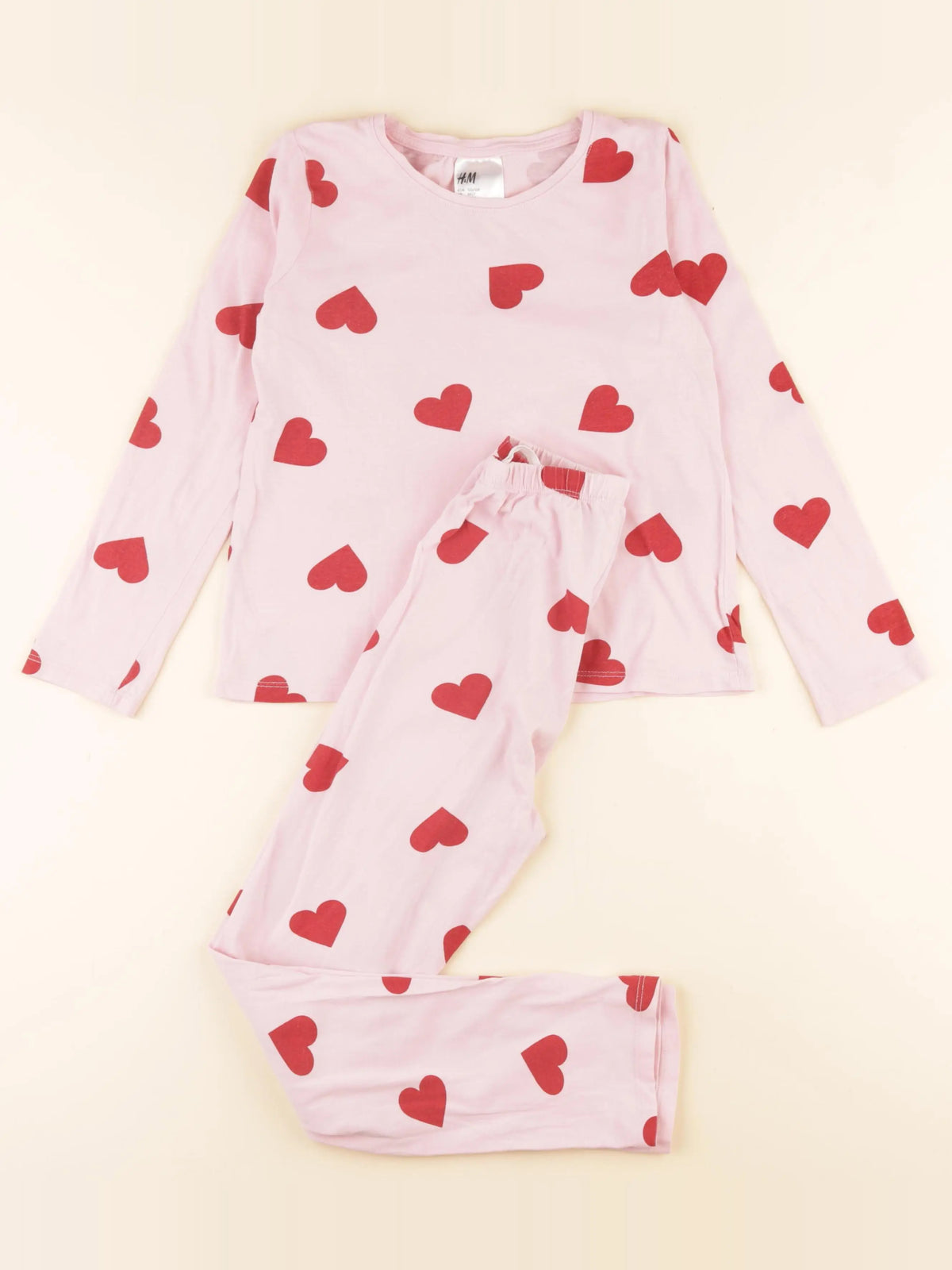 H&M - pyjama coton rouge, rose - 6/8 ans
