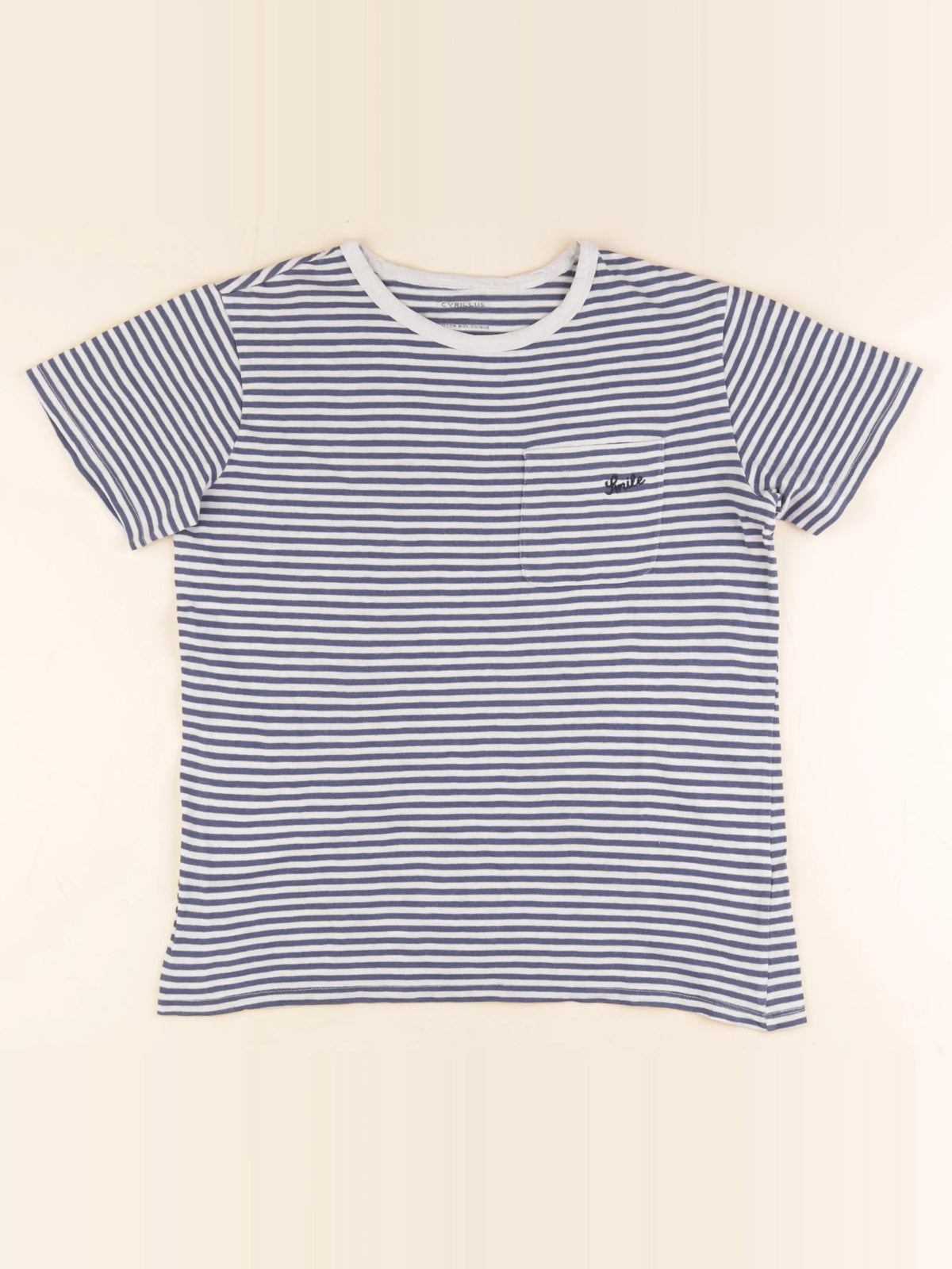 Cyrillus - tee-shirt blanc, bleu - 12 ans