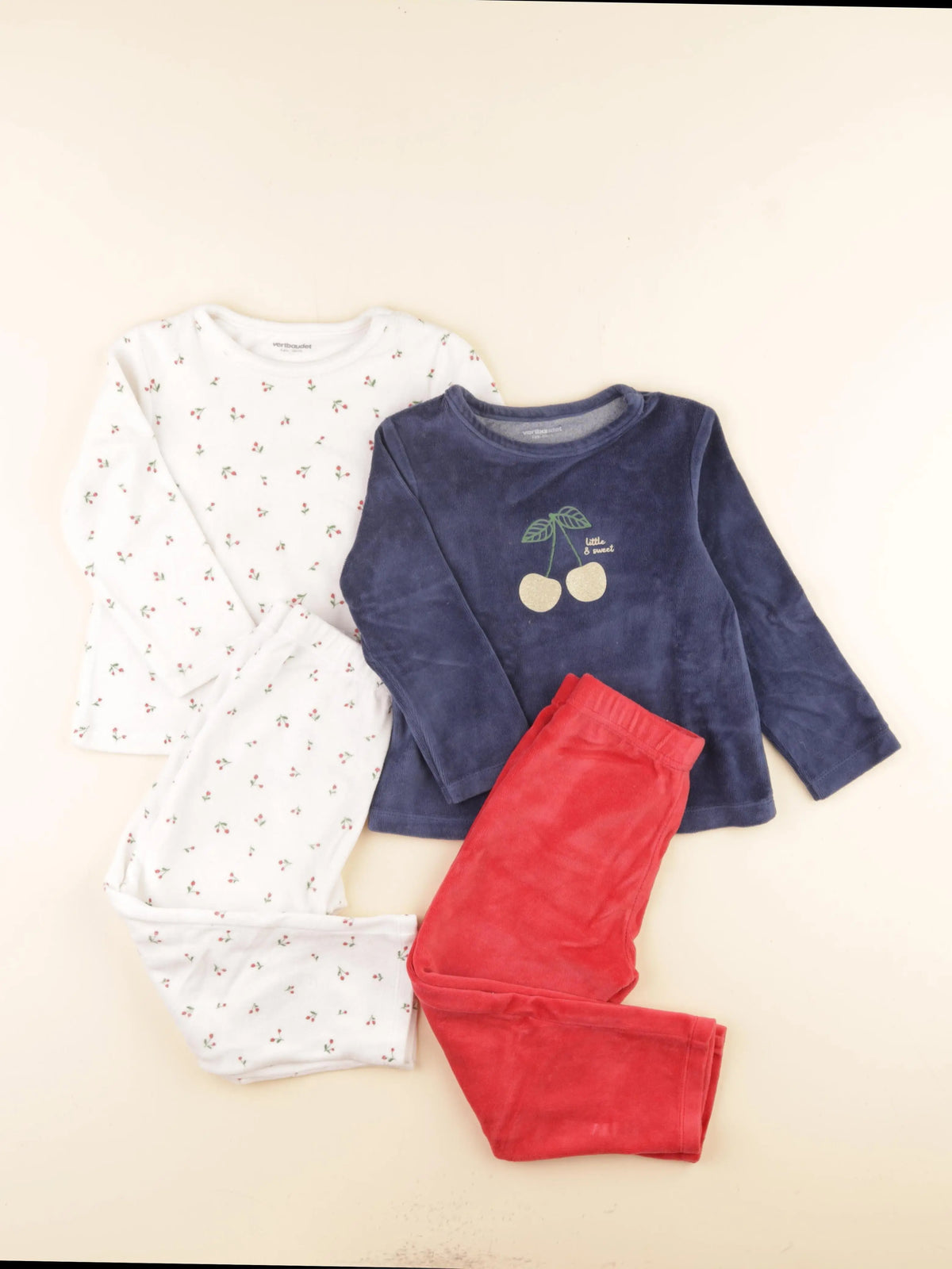 Vertbaudet - lot de 2 pyjamas velours multicolore - 4 ans