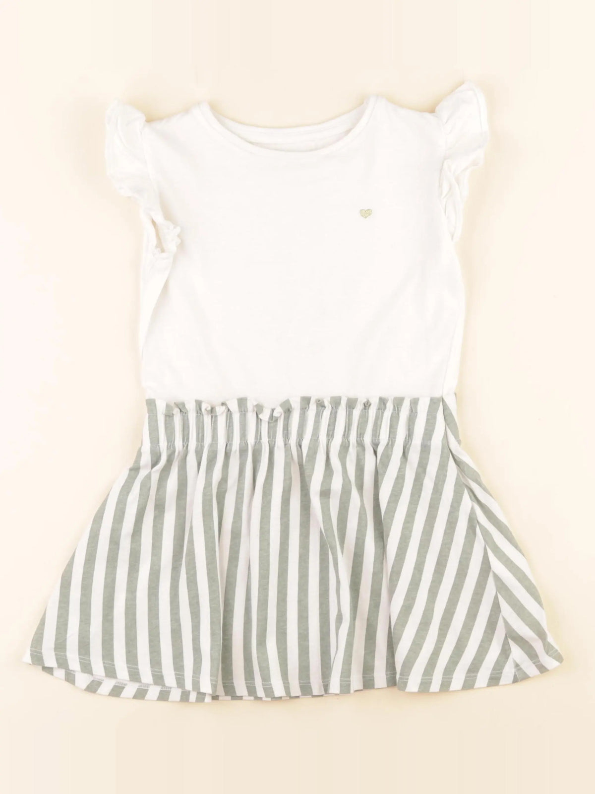 Vertbaudet - robe blanc, vert - 4 ans