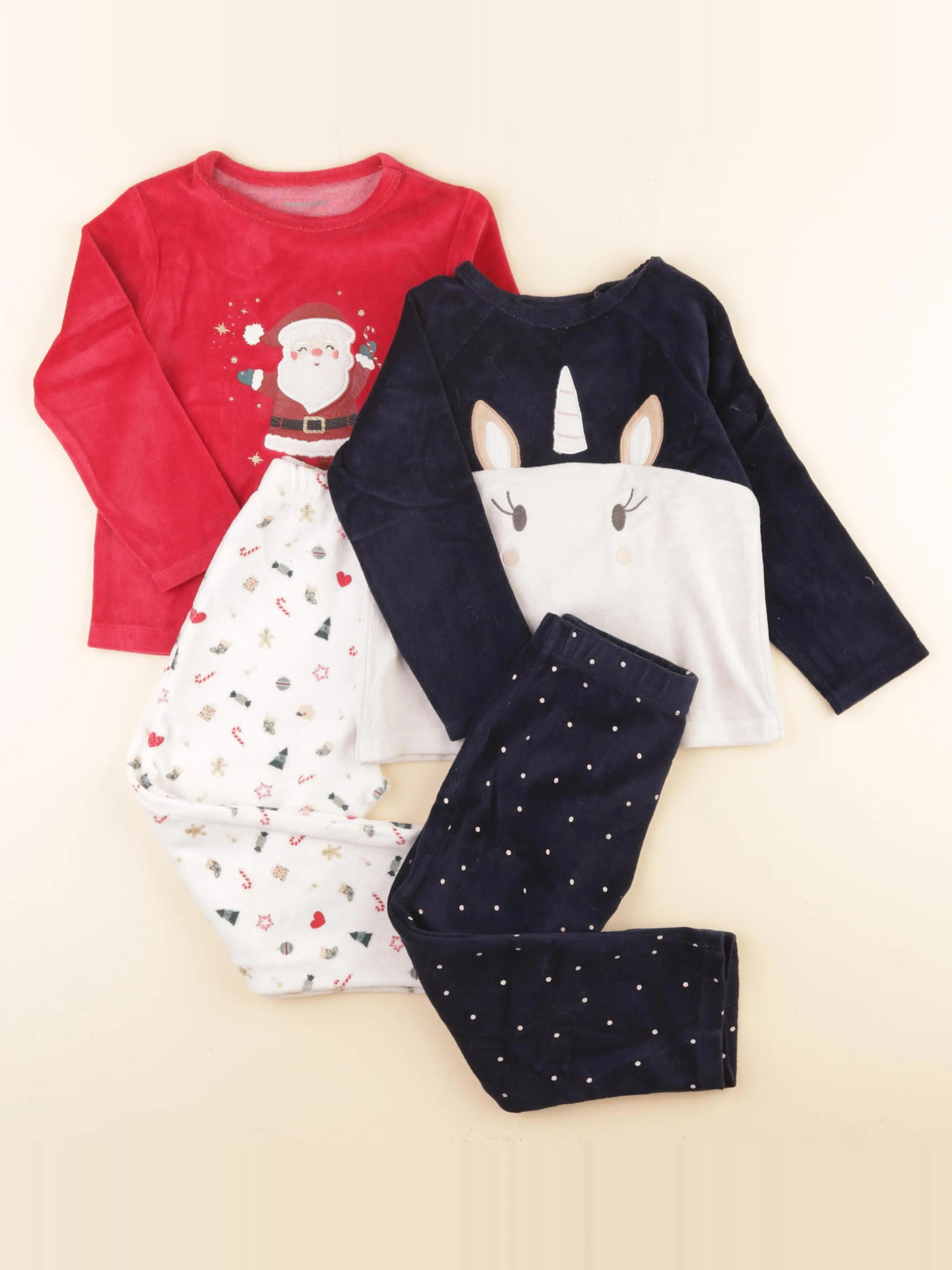 Vertbaudet - lot de 2 pyjamas velours multicolore - 4 ans