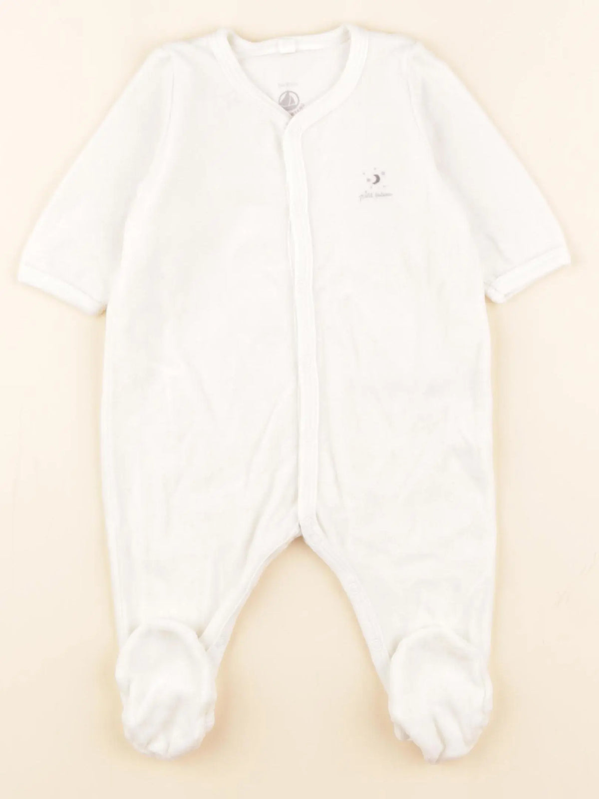 Petit Bateau - pyjama velours blanc - 3 mois