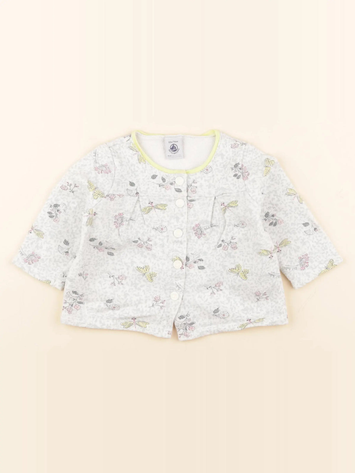 Petit Bateau - sweat blanc, bleu - 12 mois