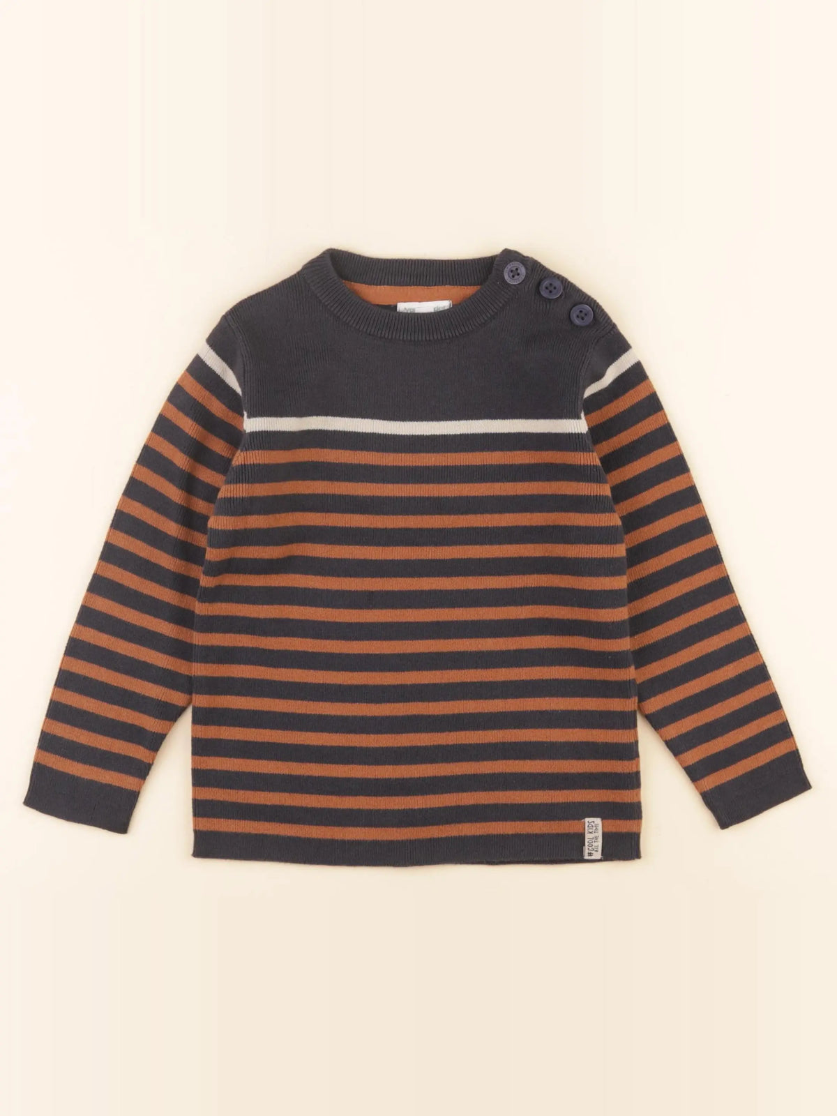 Vertbaudet - pull bleu, marron - 4 ans