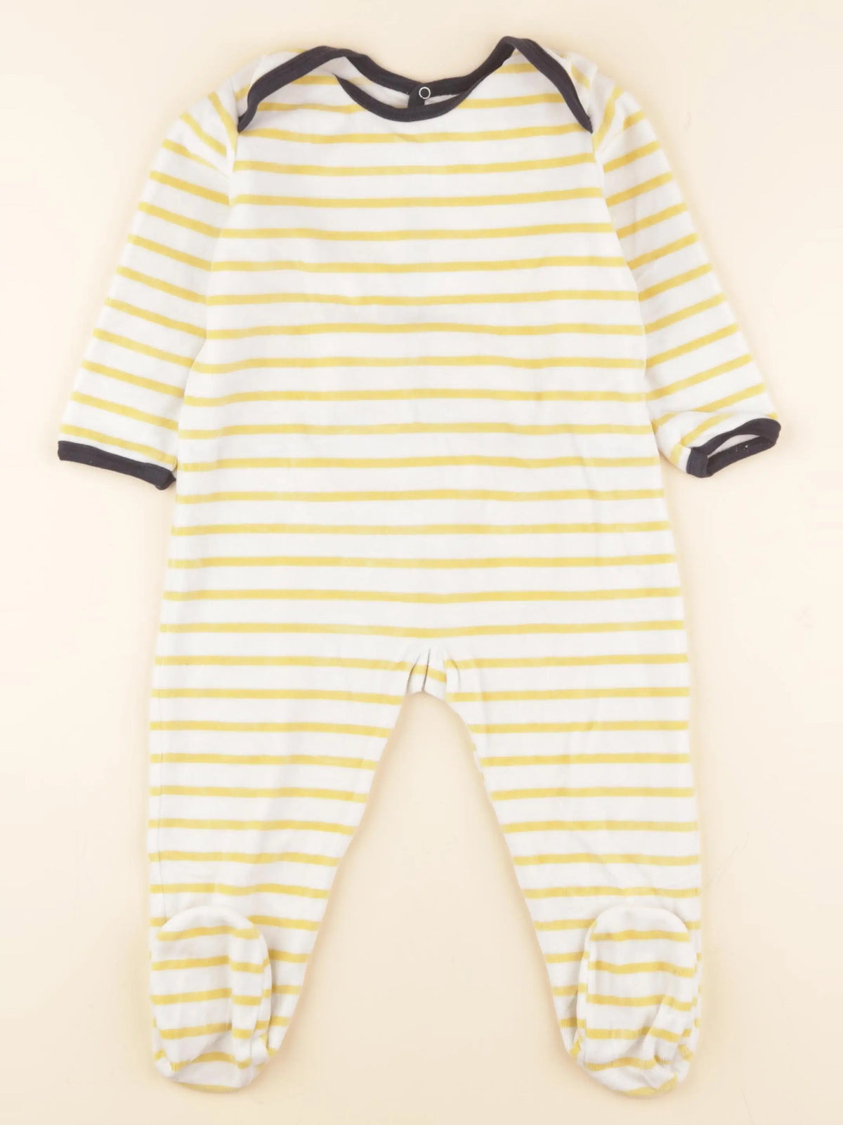 Petit Bateau - pyjama velours blanc, jaune - 2 ans