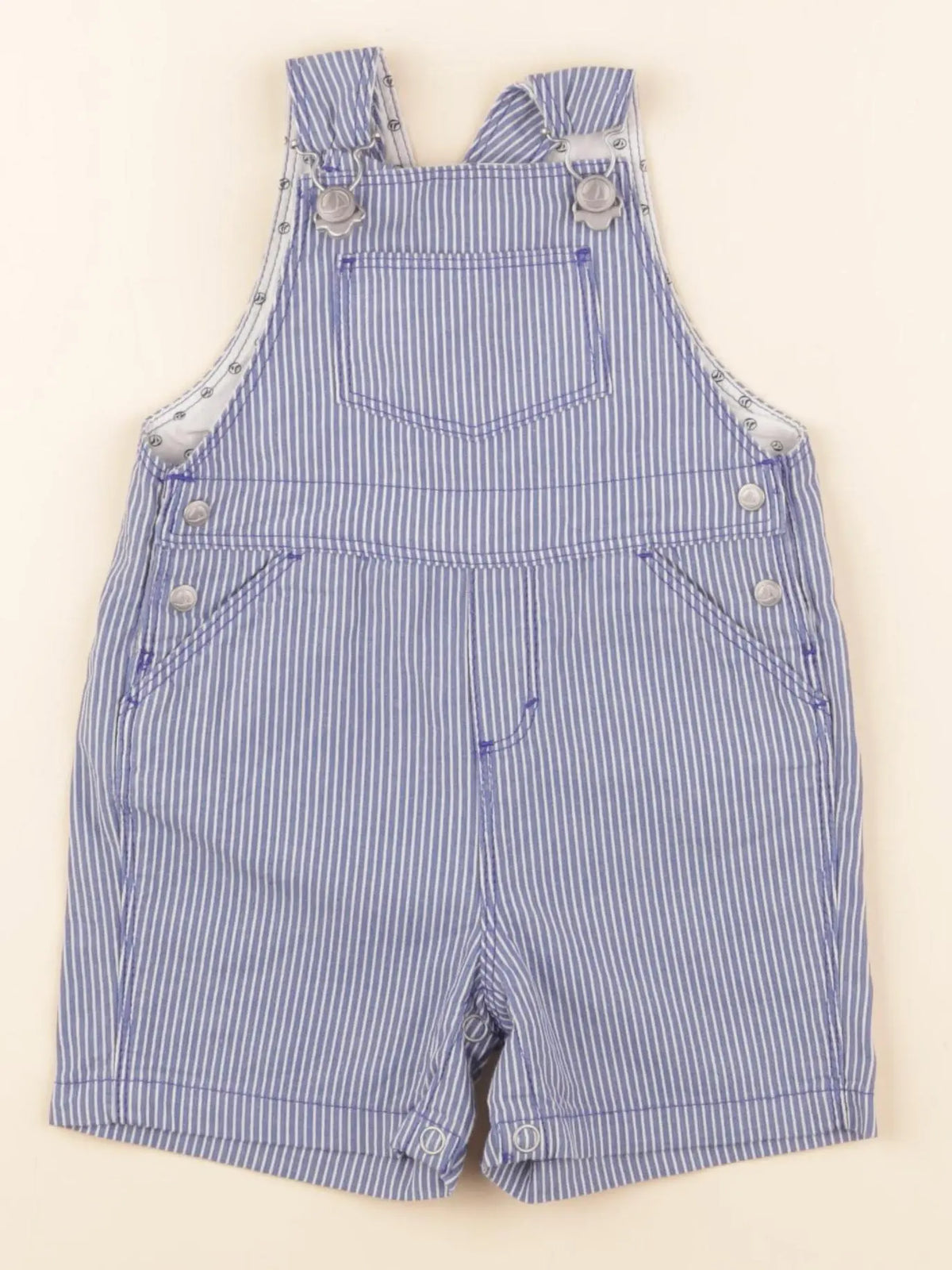 Petit Bateau - salopette bleu, blanc - 6 mois