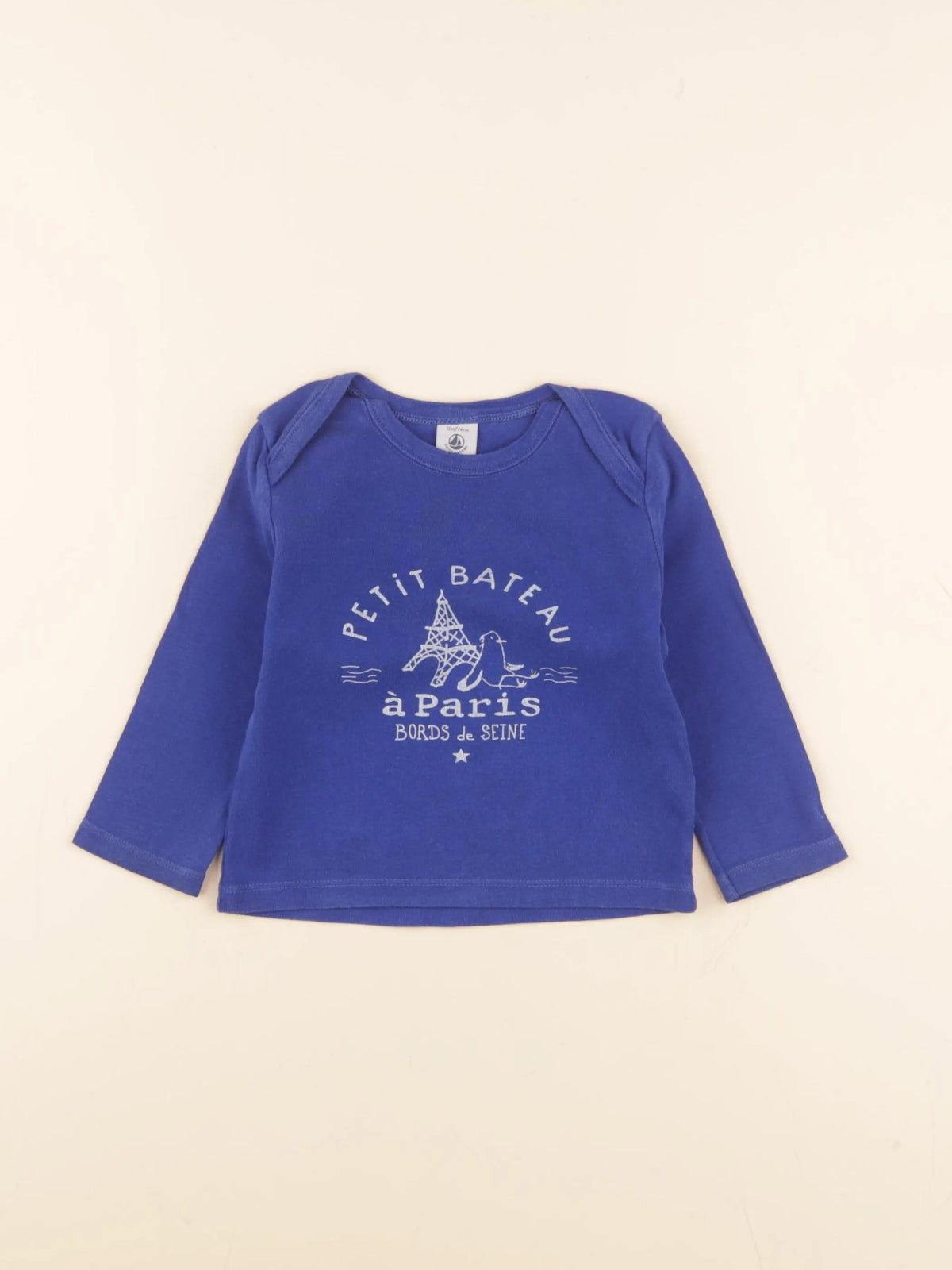Petit Bateau - tee-shirt bleu - 12 mois