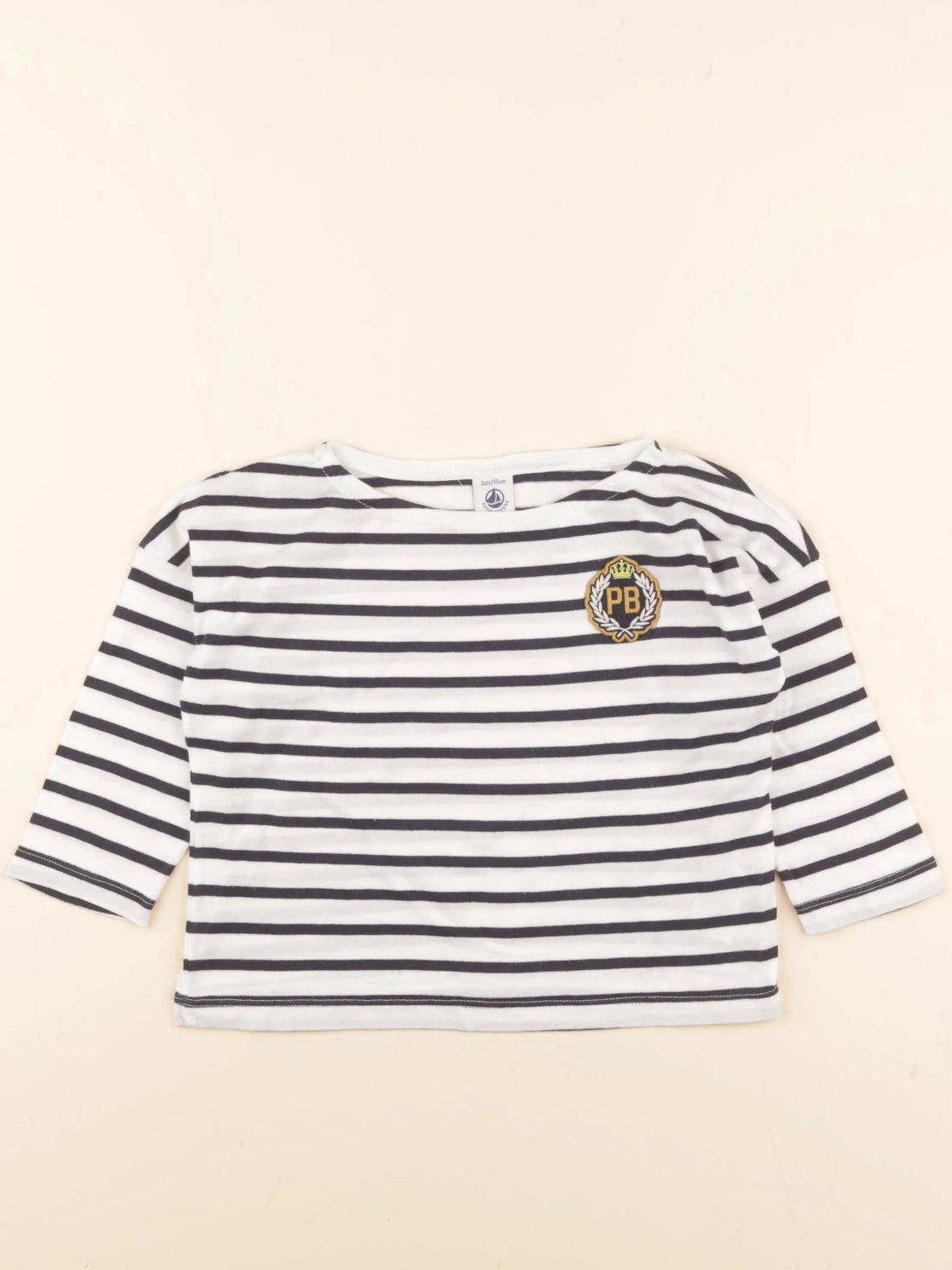 Petit Bateau - tee-shirt blanc, bleu - 3 ans