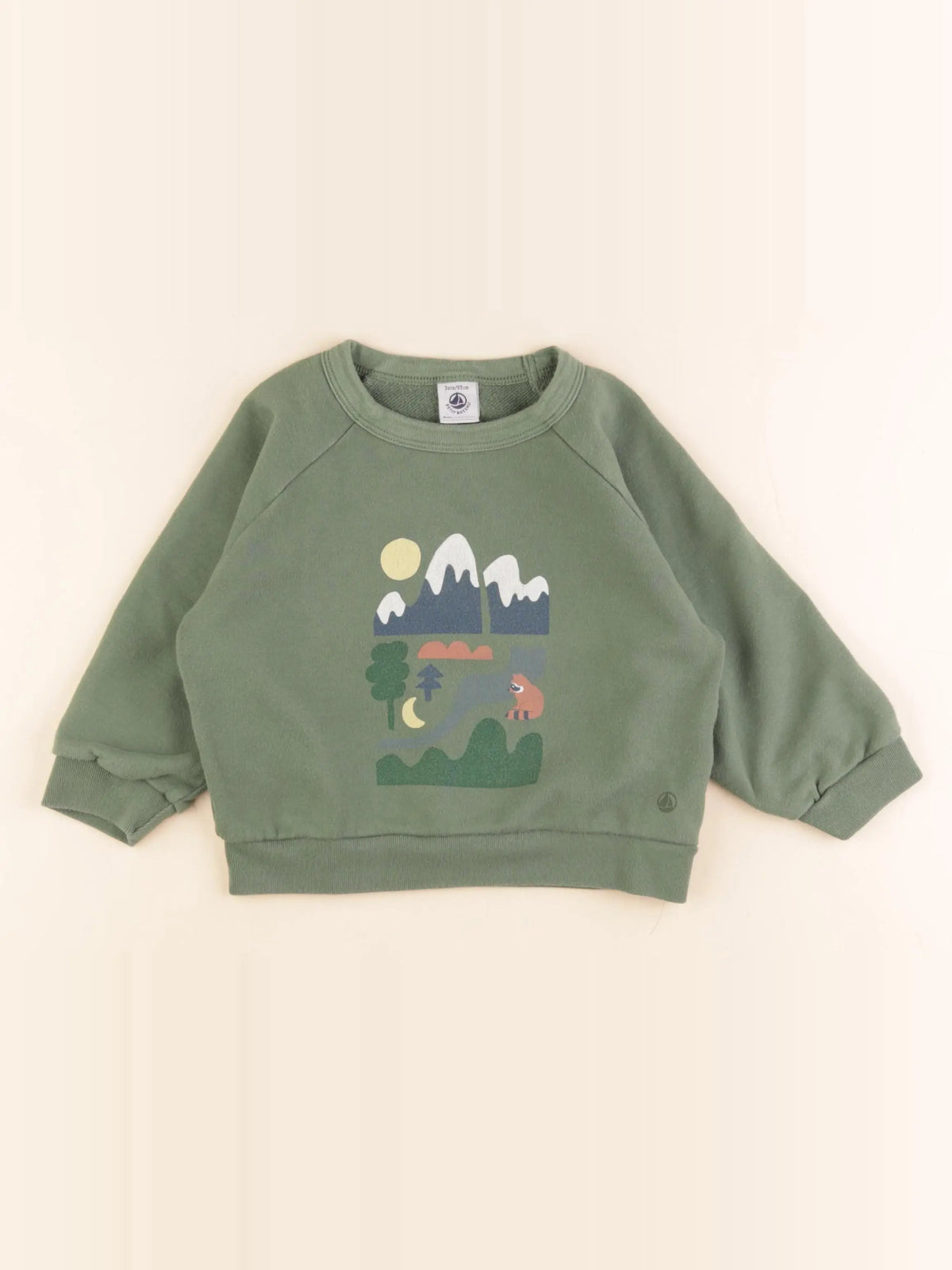 Petit Bateau - sweat vert - 3 ans