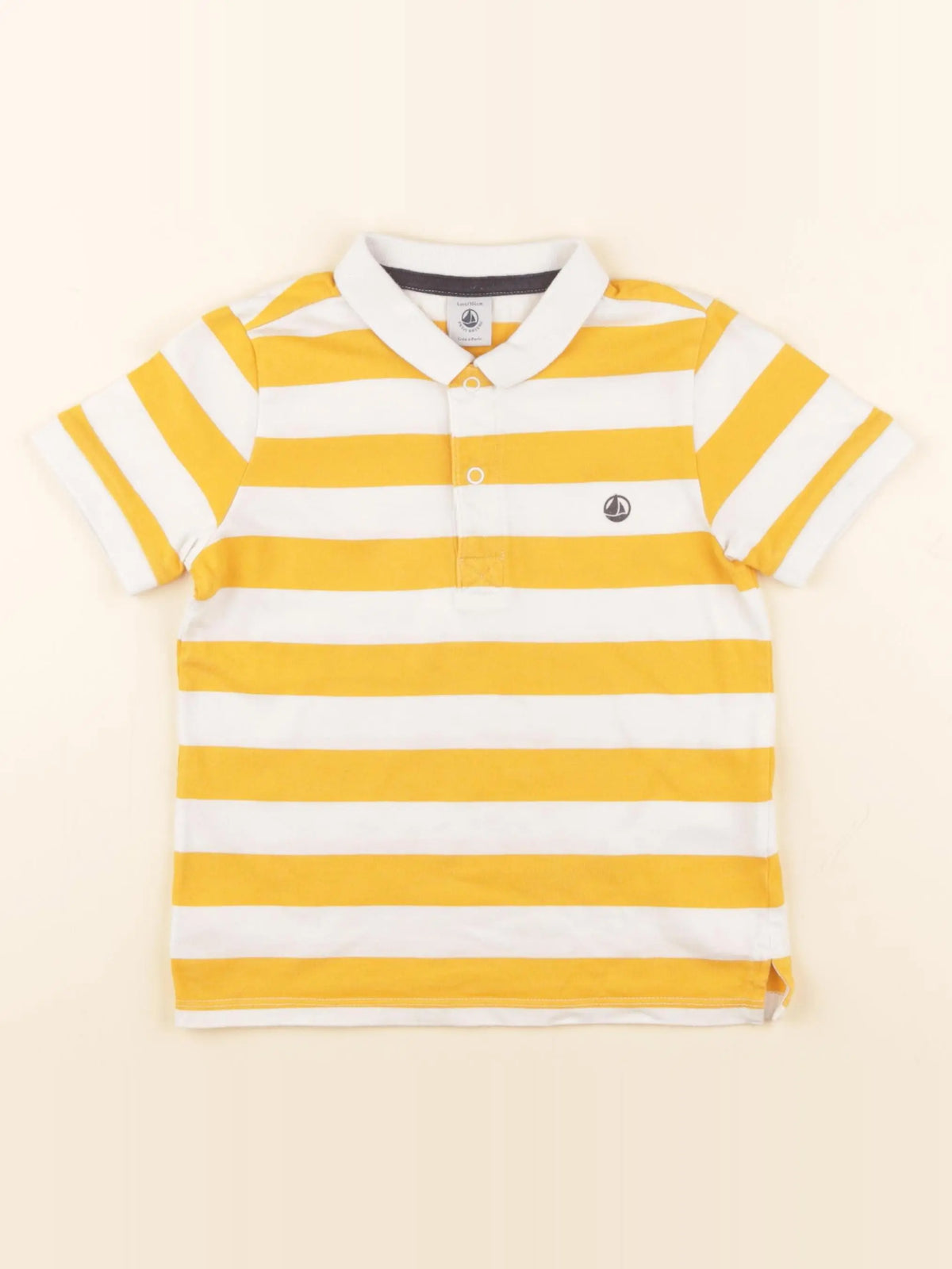 Petit Bateau - polo blanc, jaune - 4 ans