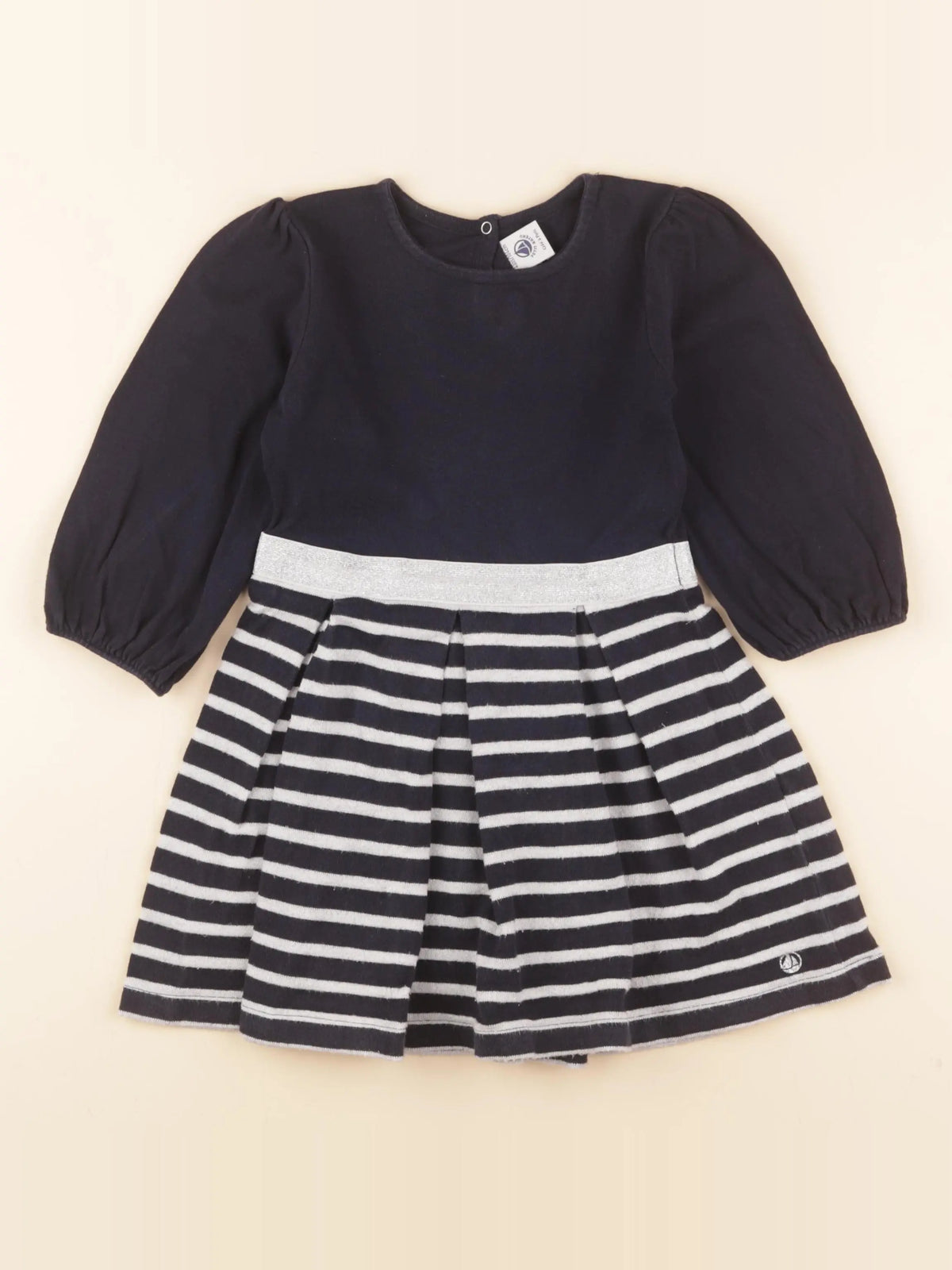 Petit Bateau - robe bleu, blanc - 4 ans