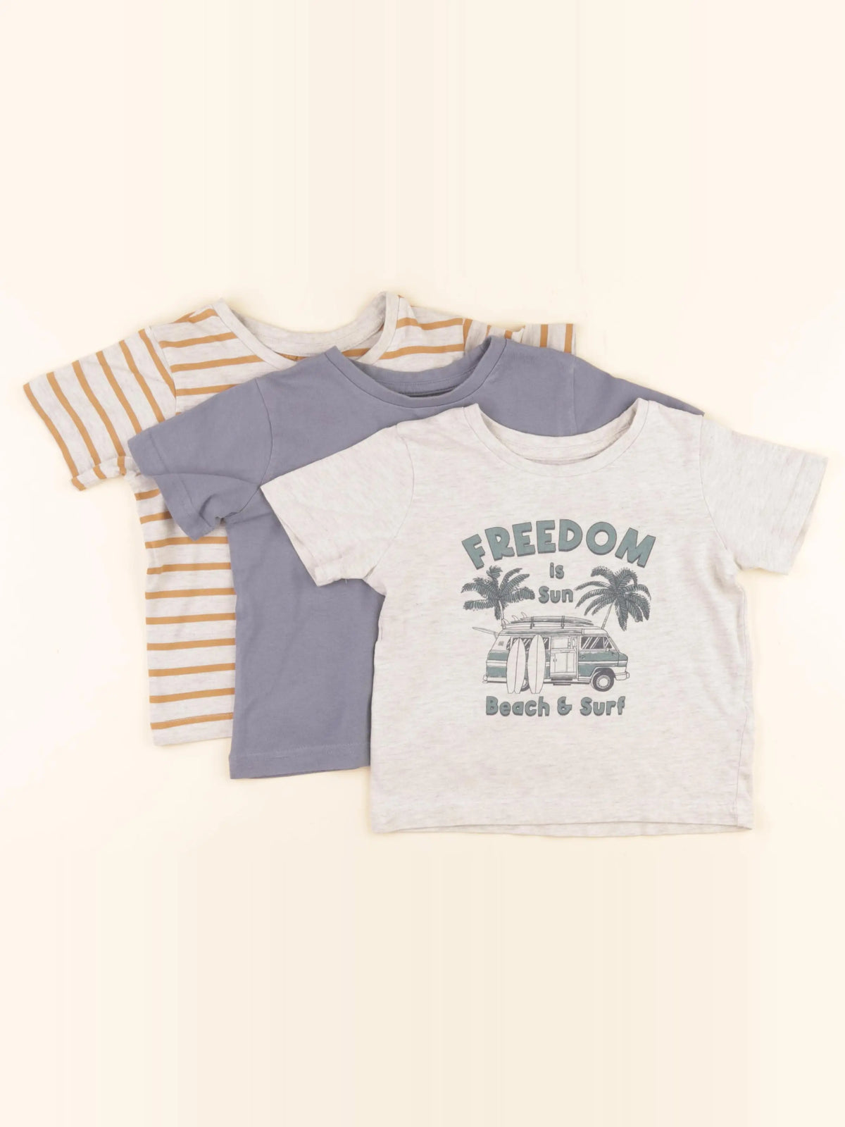 Vertbaudet - lot de 3 tee-shirts bleu, gris, marron - 3 ans