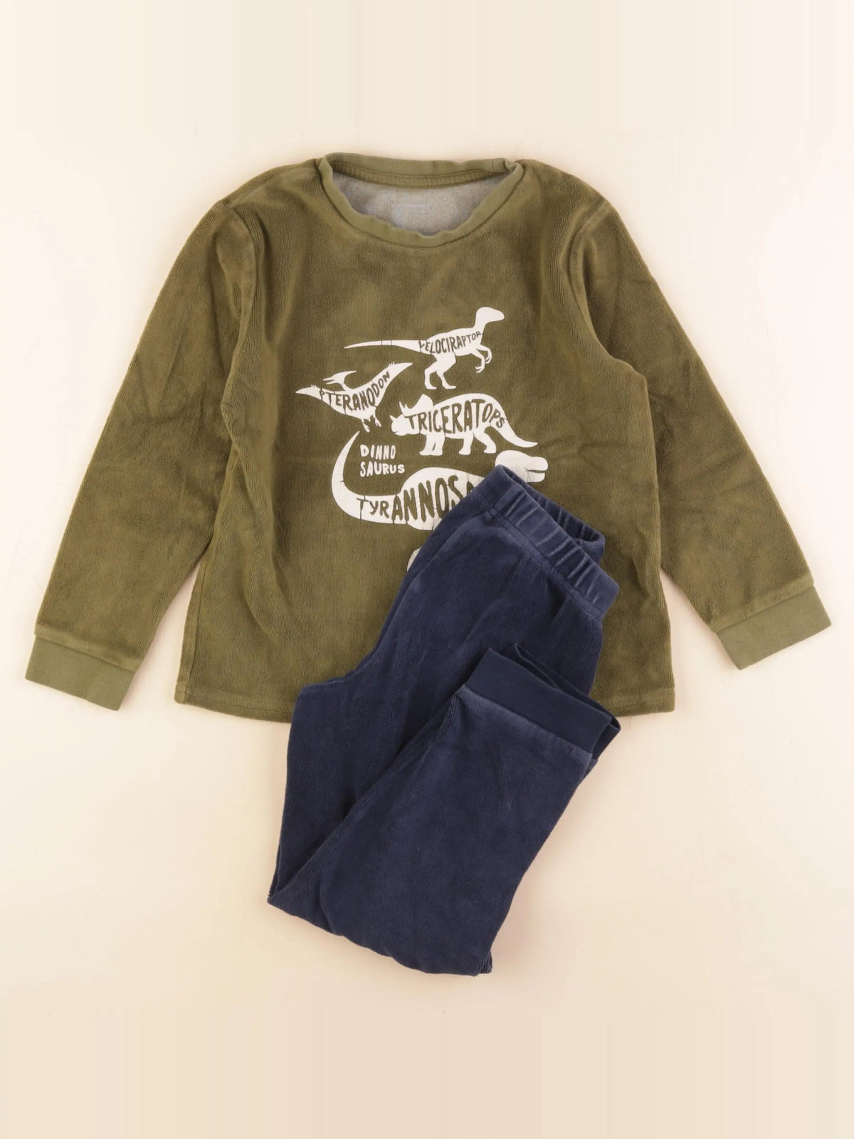 Vertbaudet - pyjama velours bleu, vert - 6 ans