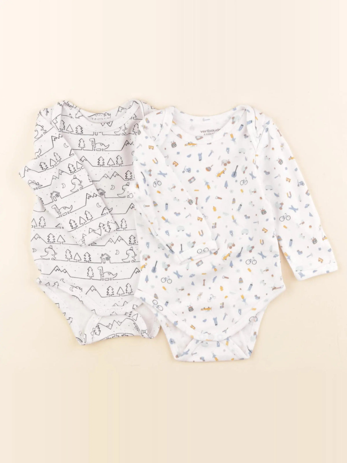 Vertbaudet - lot de 2 bodies en coton blanc, bleu - 6 mois