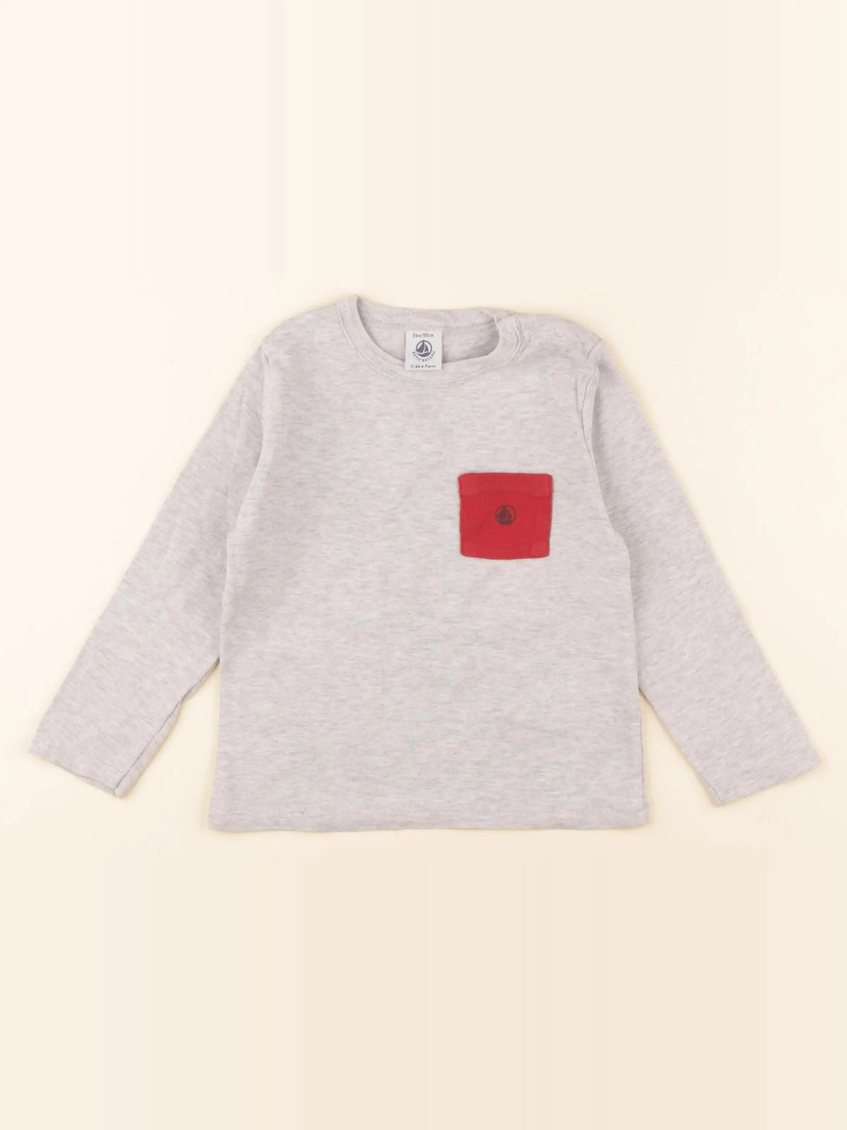 Petit Bateau - tee-shirt gris - 36 mois