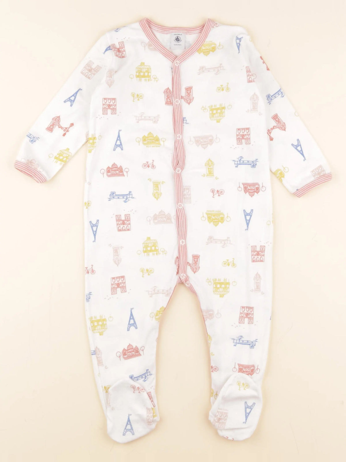 Petit Bateau - pyjama coton blanc - 24 mois