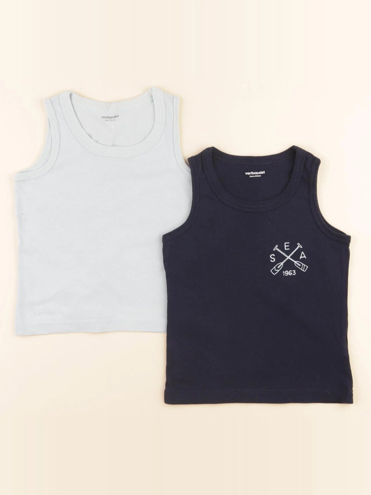 Vertbaudet - lot de 2 débardeurs bleu - 3 ans