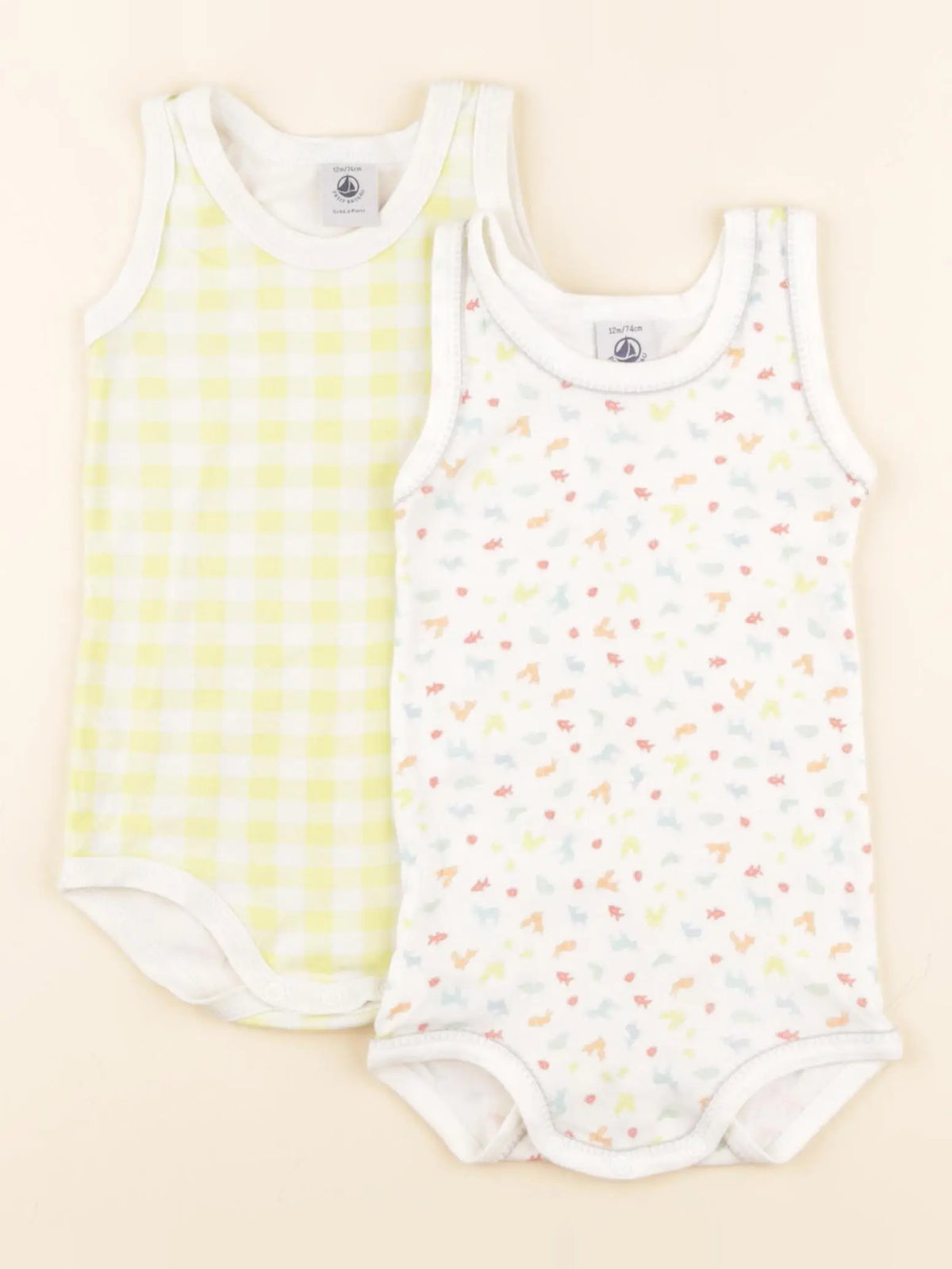 Petit Bateau - lot de 2 bodies en coton blanc - 12 mois