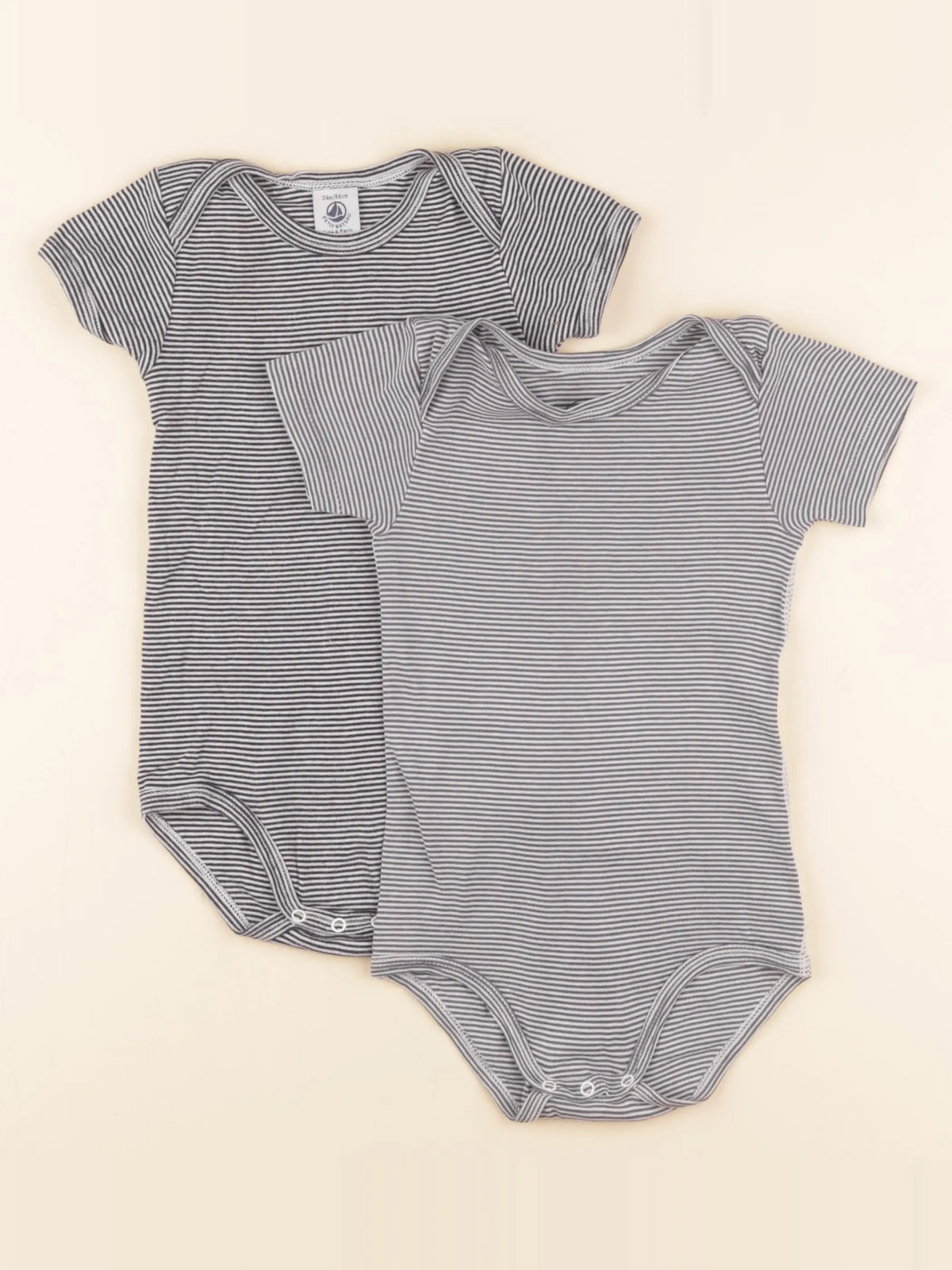 Petit Bateau - lot de 2 bodies en coton bleu - 24 mois
