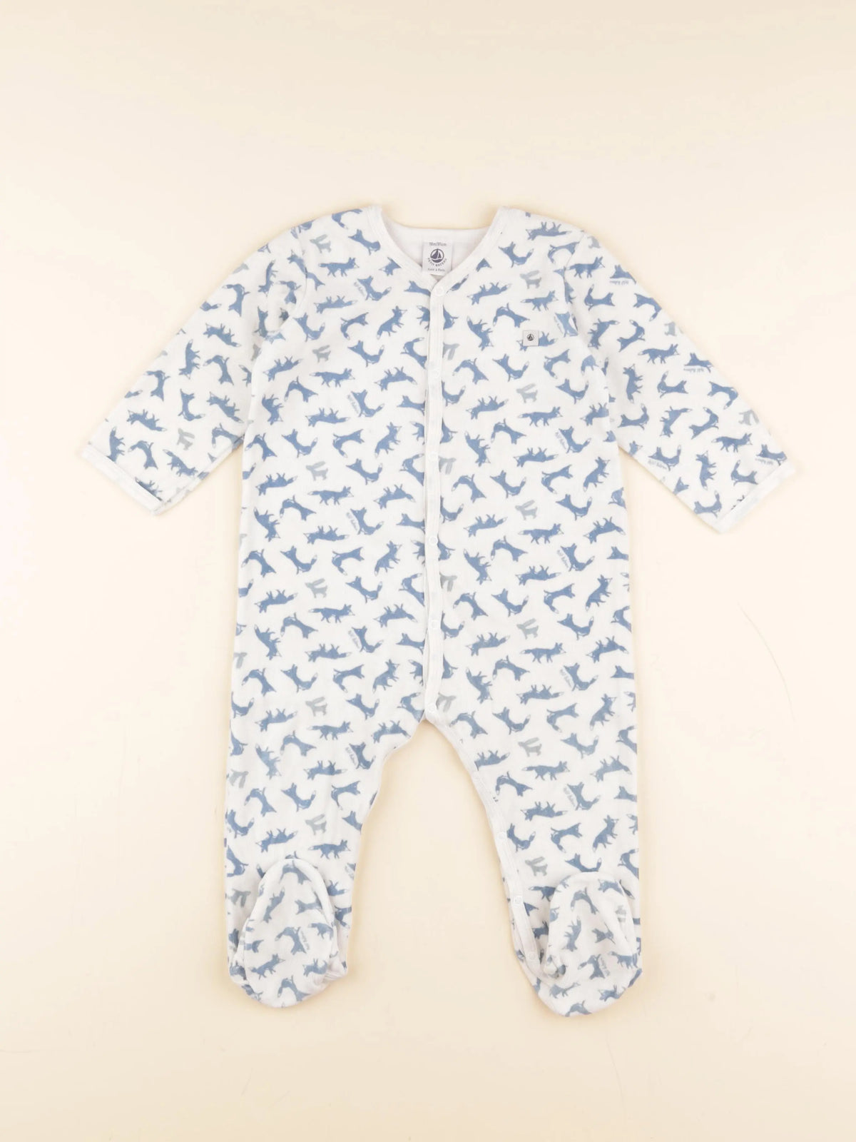 Petit Bateau - pyjama velours blanc - 18 mois