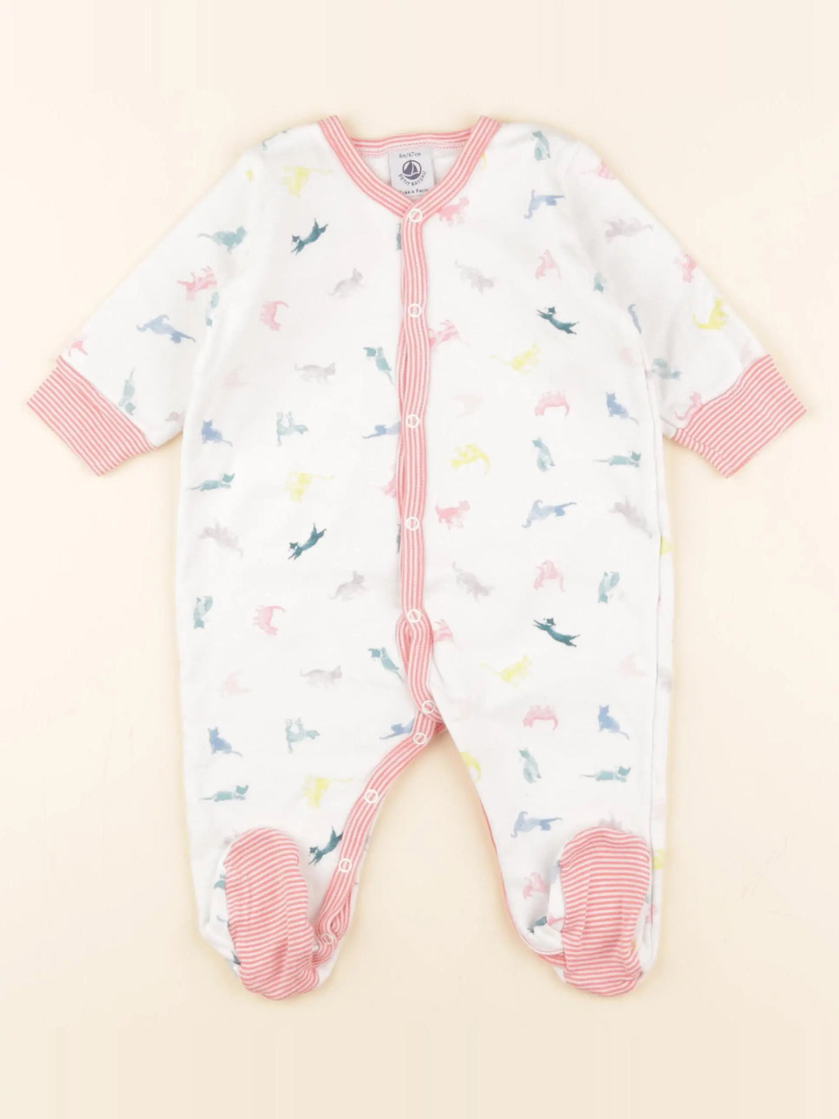 Petit Bateau - pyjama velours blanc - 6 mois