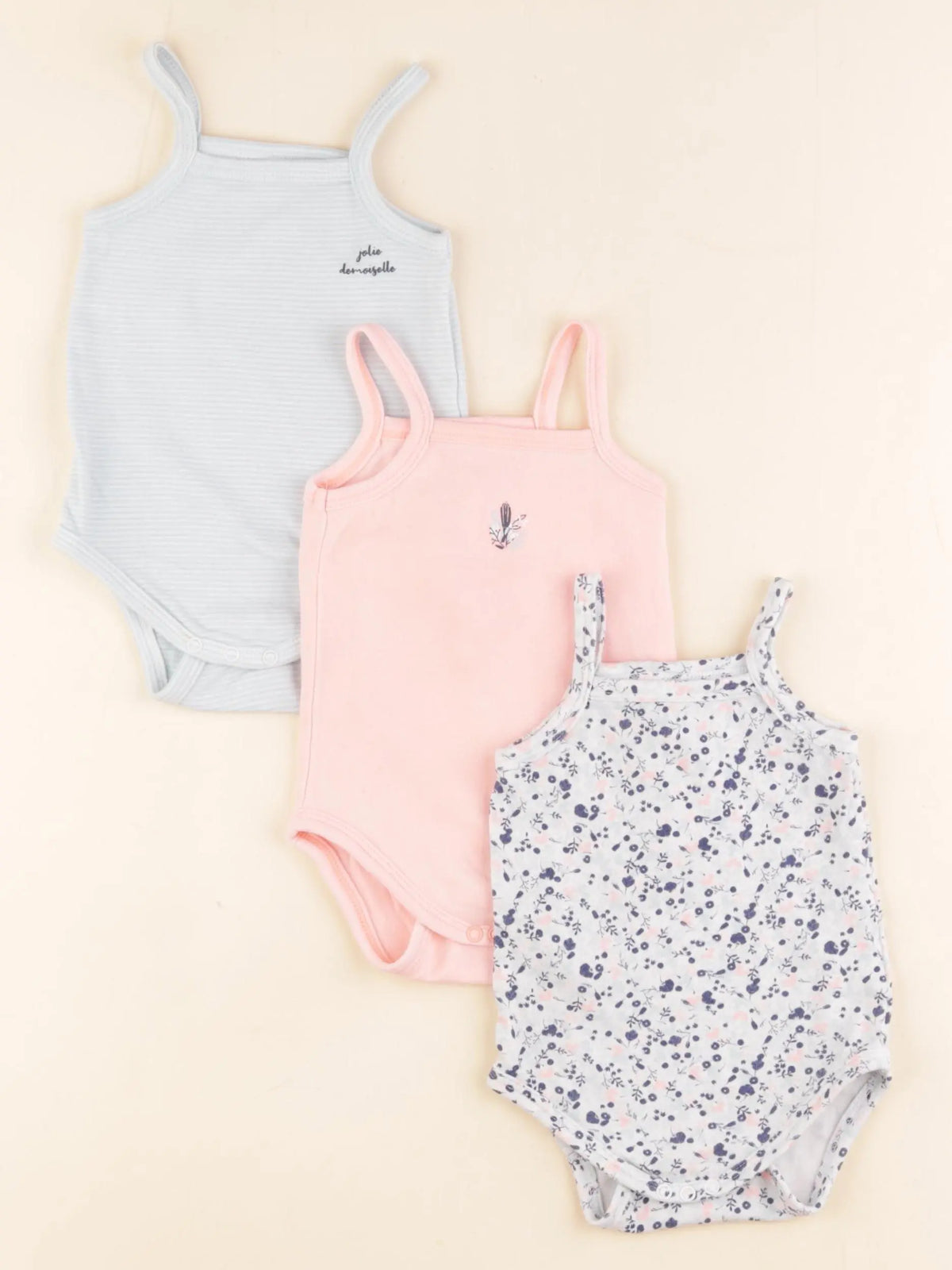 Vertbaudet - lot de 3 bodies en coton multicolore - 6 mois