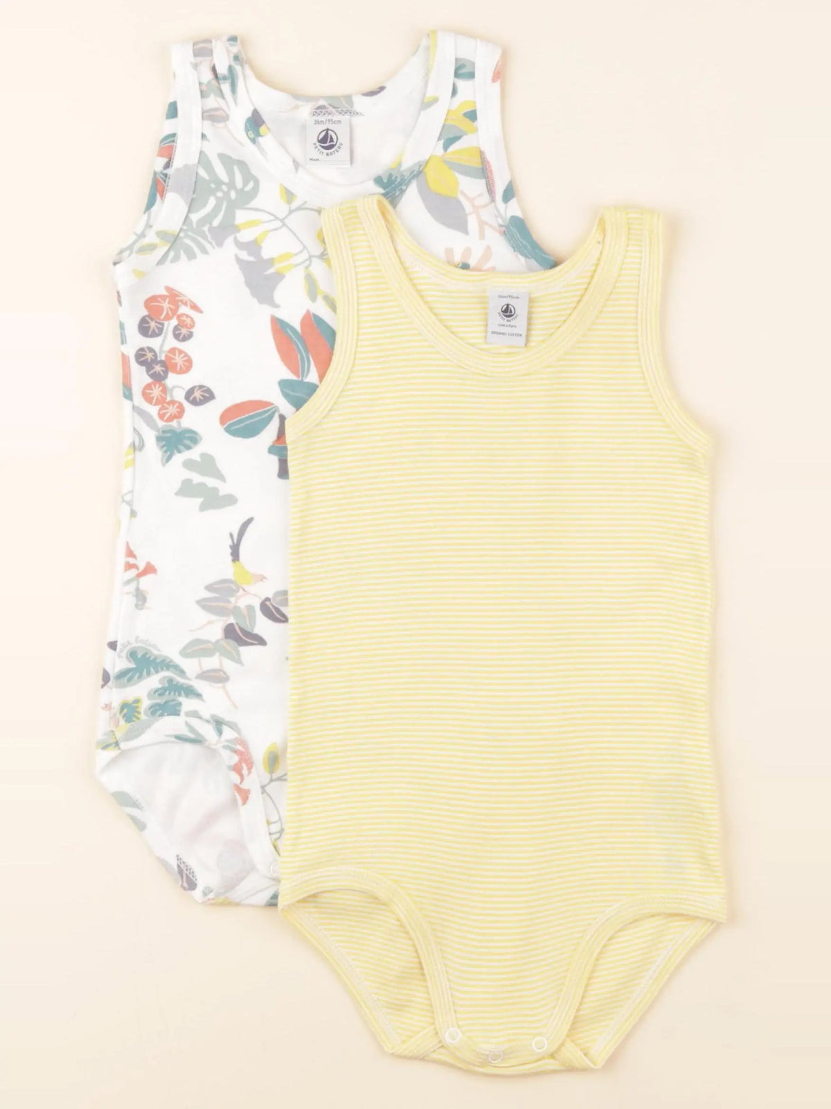 Petit Bateau - lot de 2 bodies en coton jaune - 36 mois