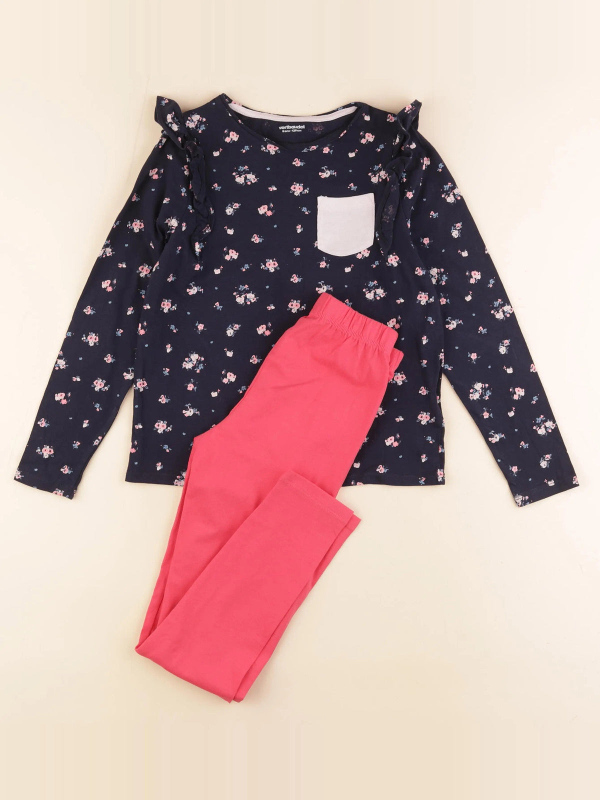 Vertbaudet - ensemble bleu, rose - 8 ans