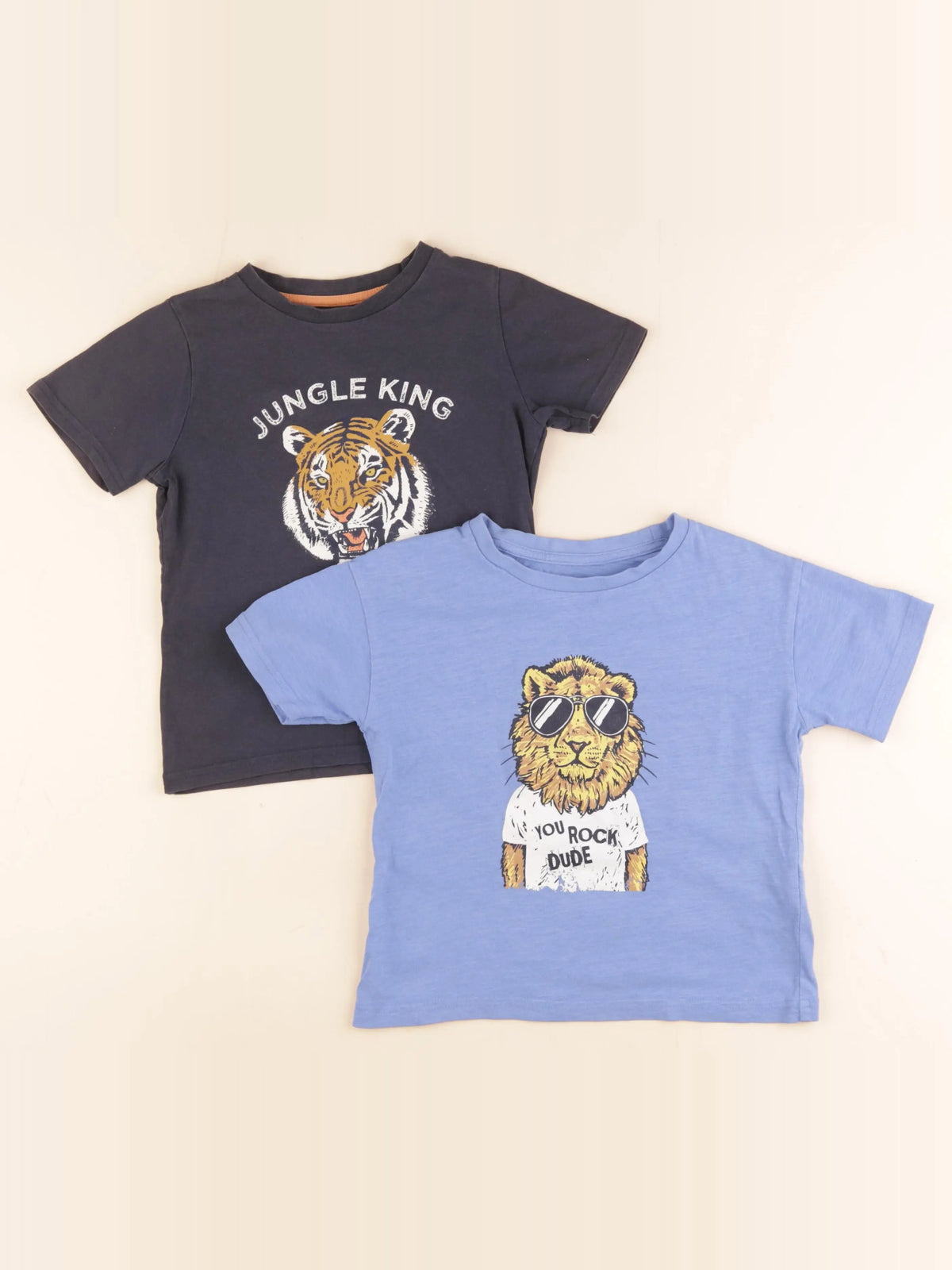 Vertbaudet - lot de 2 tee-shirts imprimé au dos bleu - 4 ans