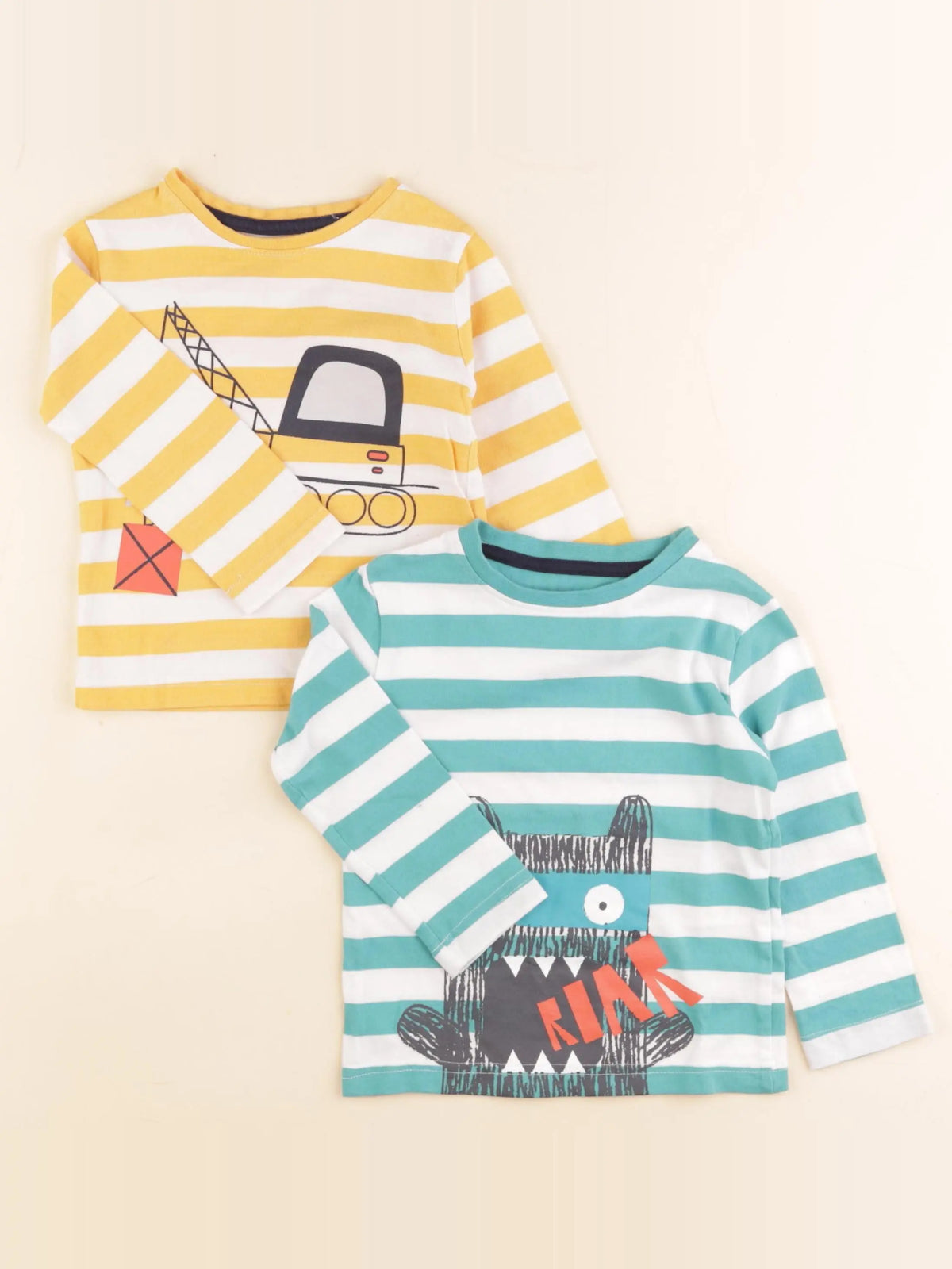 Vertbaudet - lot de 2 tee-shirts vert, jaune - 2 ans
