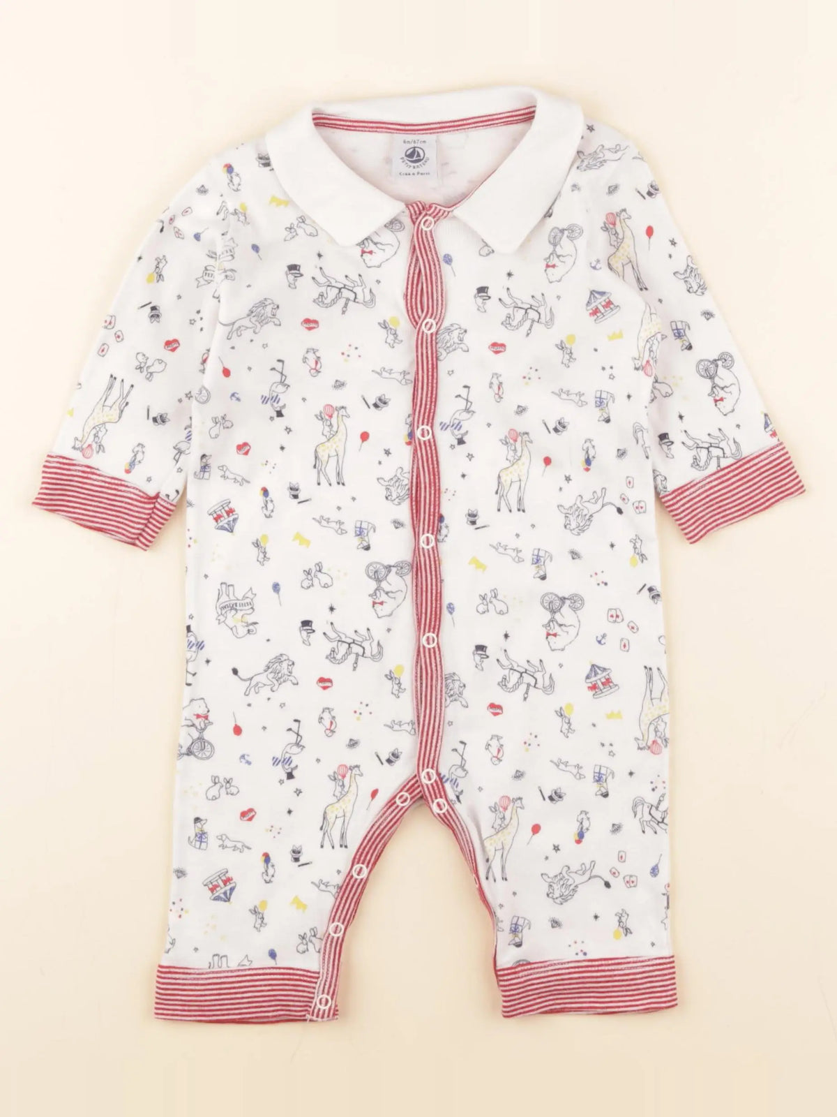 Petit Bateau - pyjama coton blanc - 6 mois