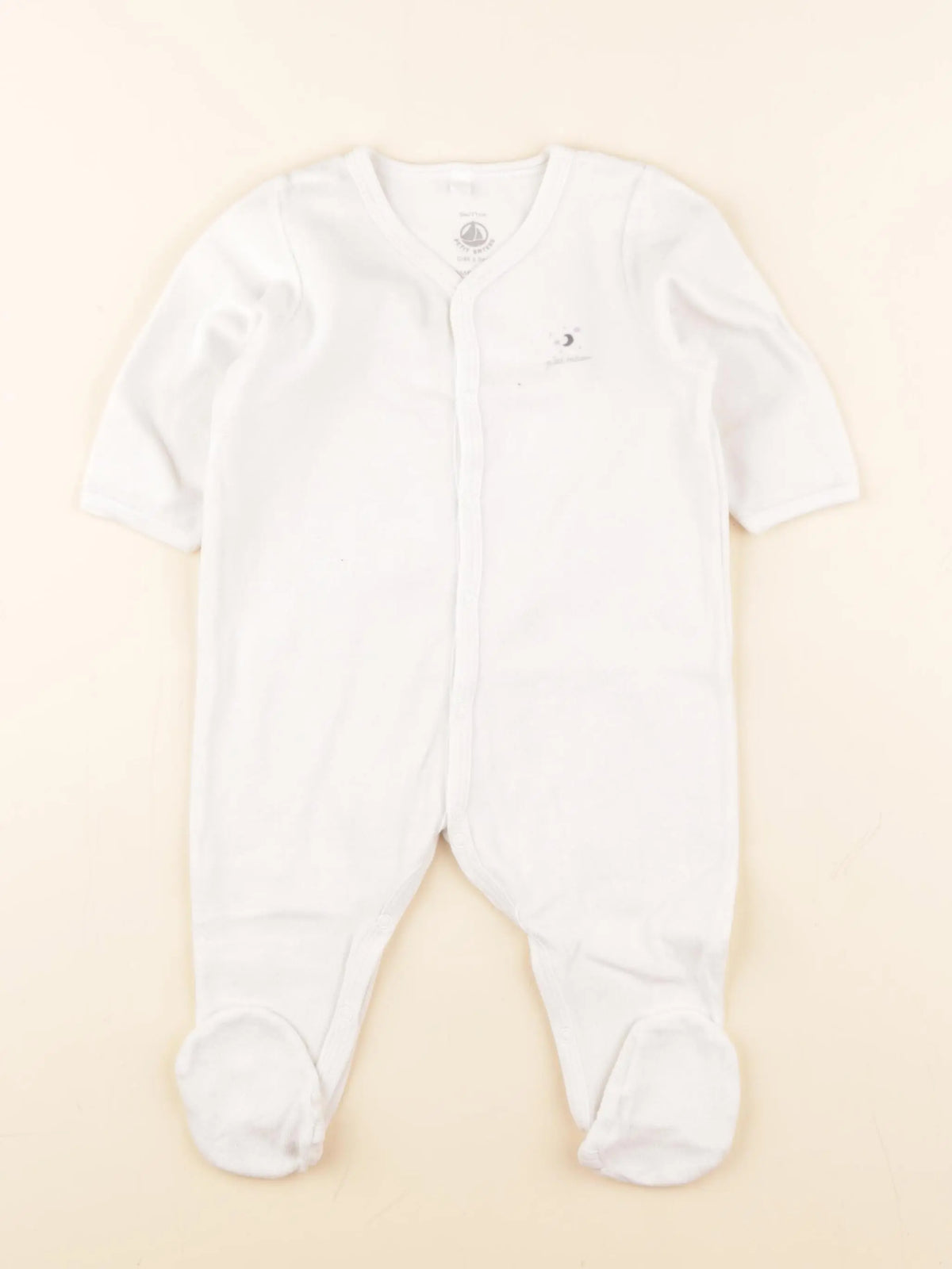 Petit Bateau - pyjama velours blanc - 9 mois