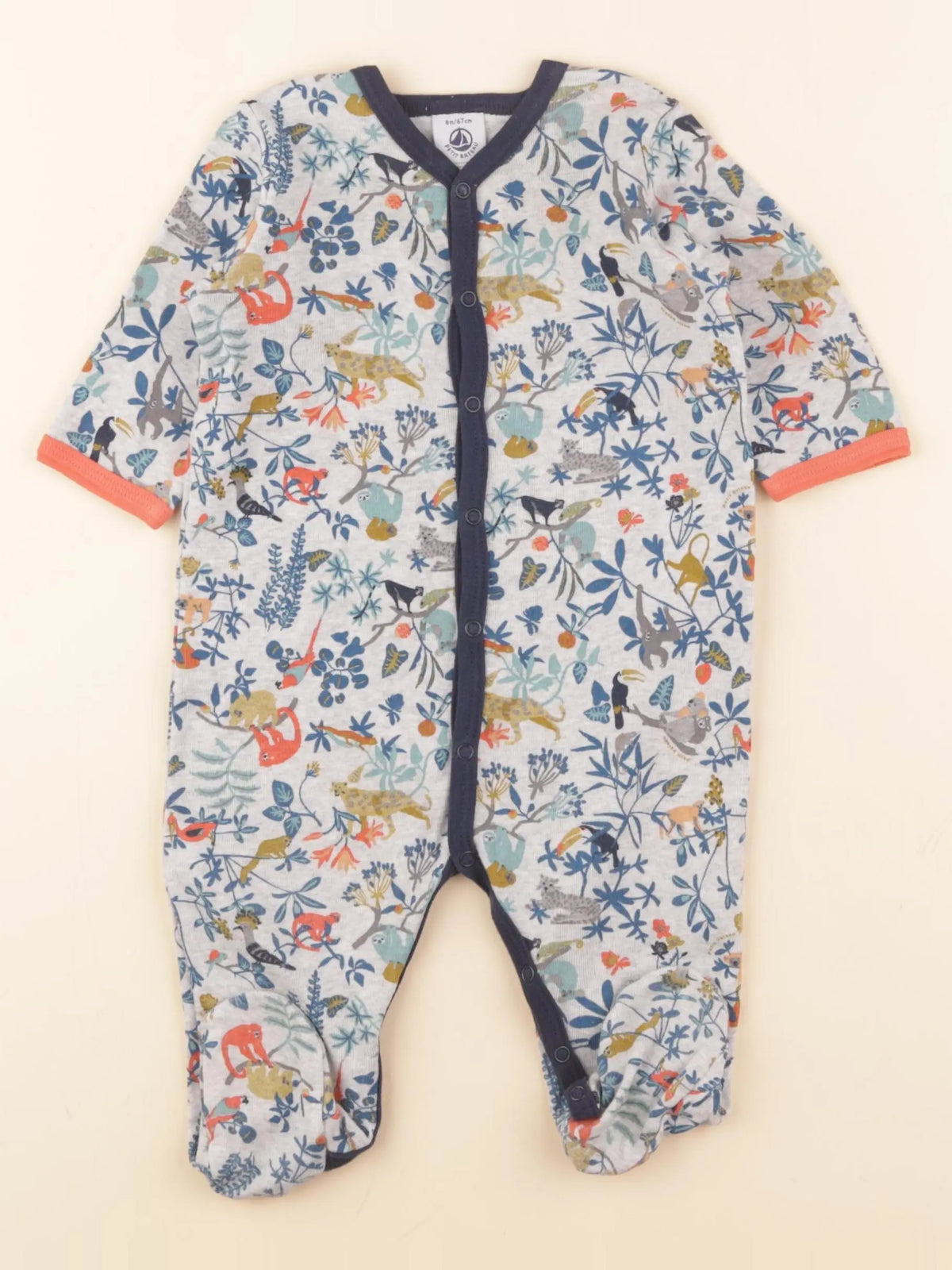 Petit Bateau - pyjama coton gris - 6 mois
