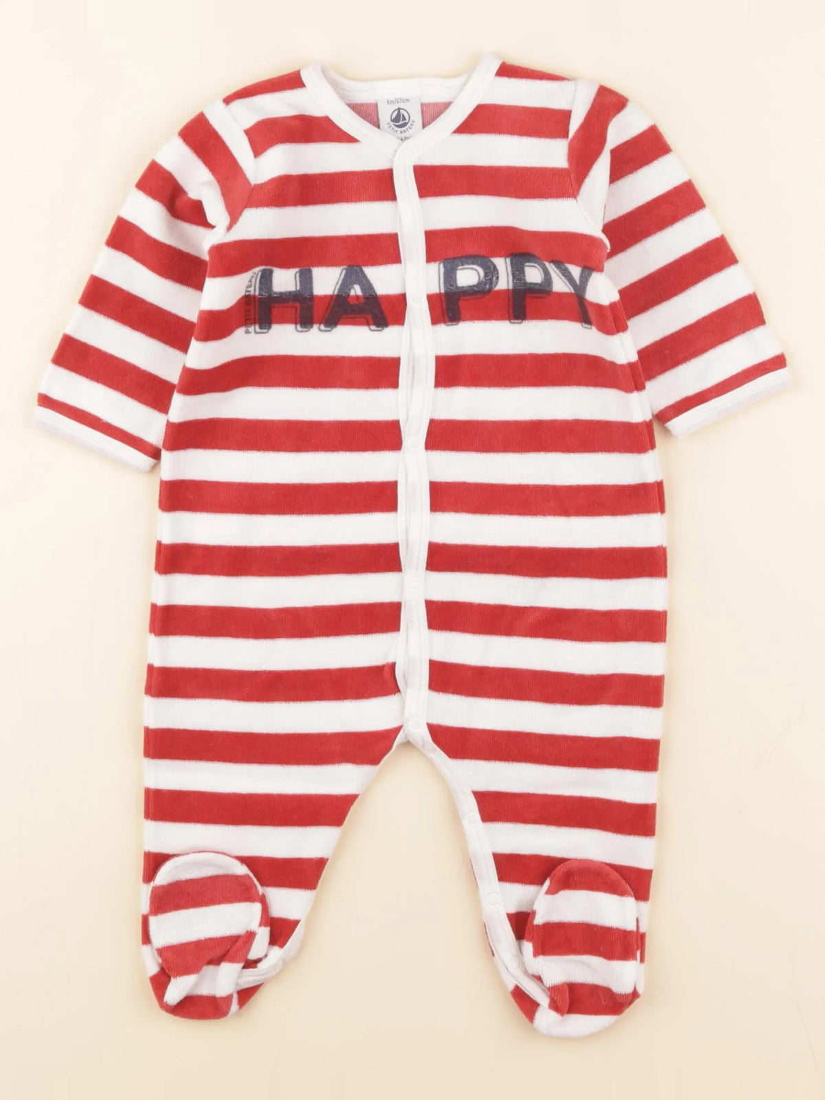 Petit Bateau - pyjama velours rouge - 6 mois