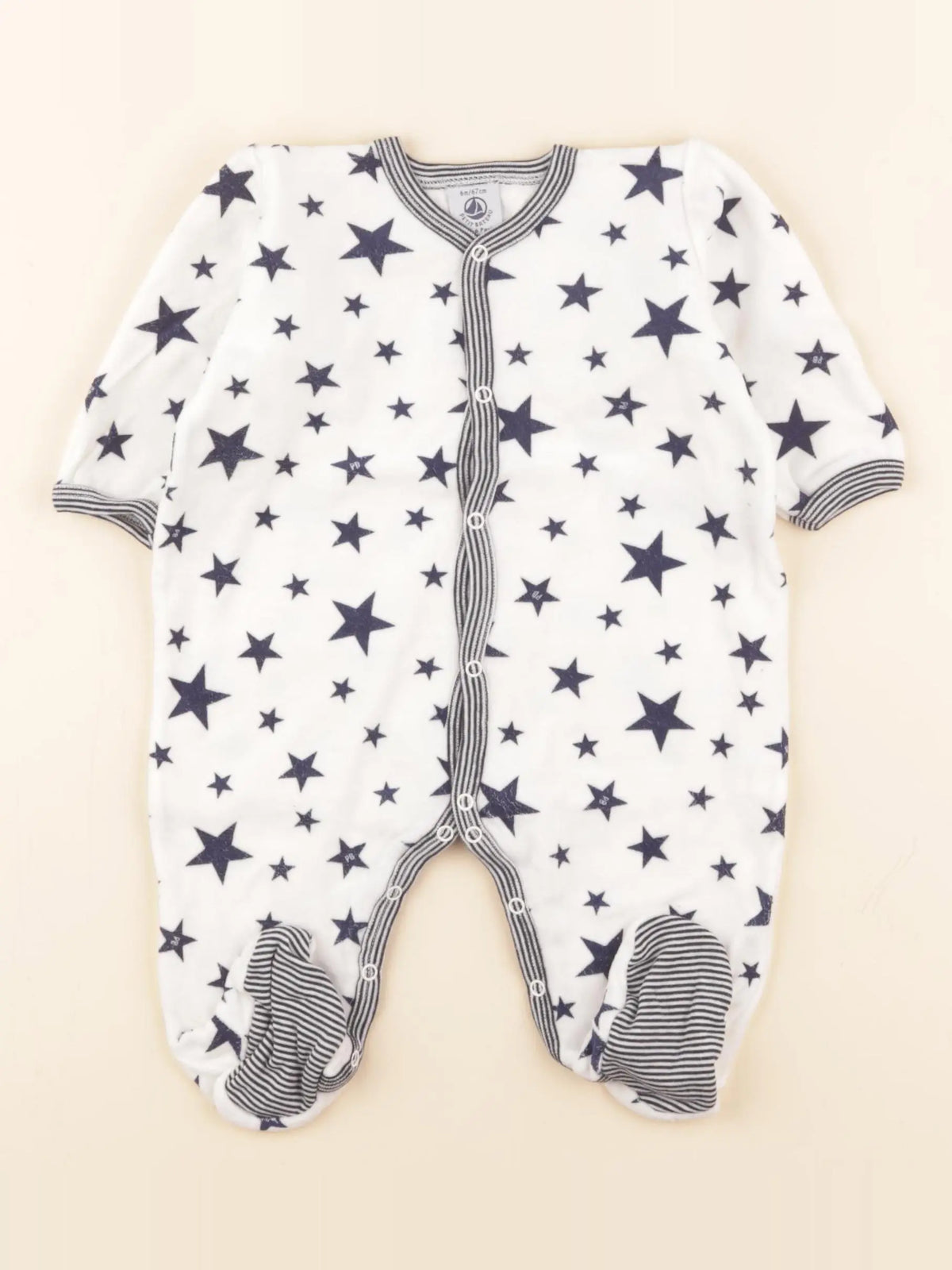 Petit Bateau - pyjama velours blanc - 6 mois
