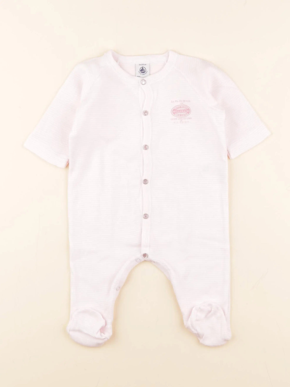Petit Bateau - pyjama coton rose - 3 mois