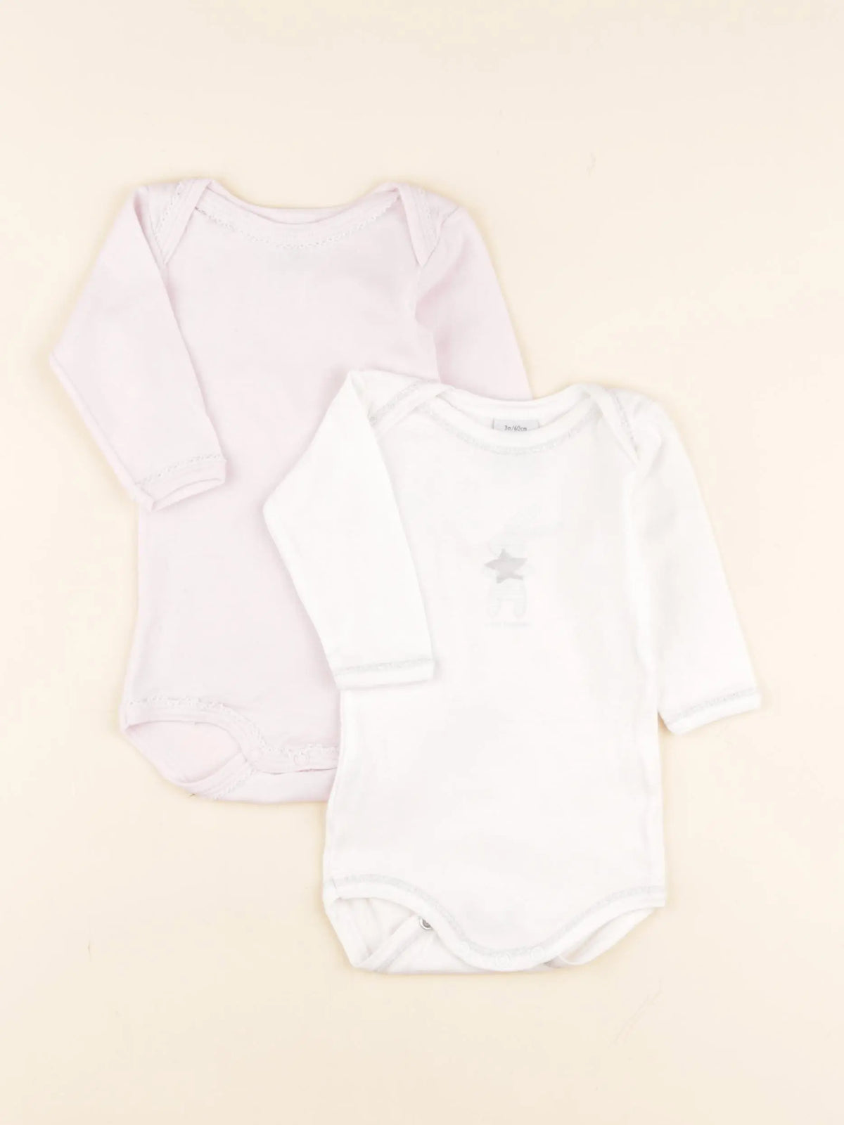 Petit Bateau - lot de 2 bodies en coton blanc, rose - 3 mois